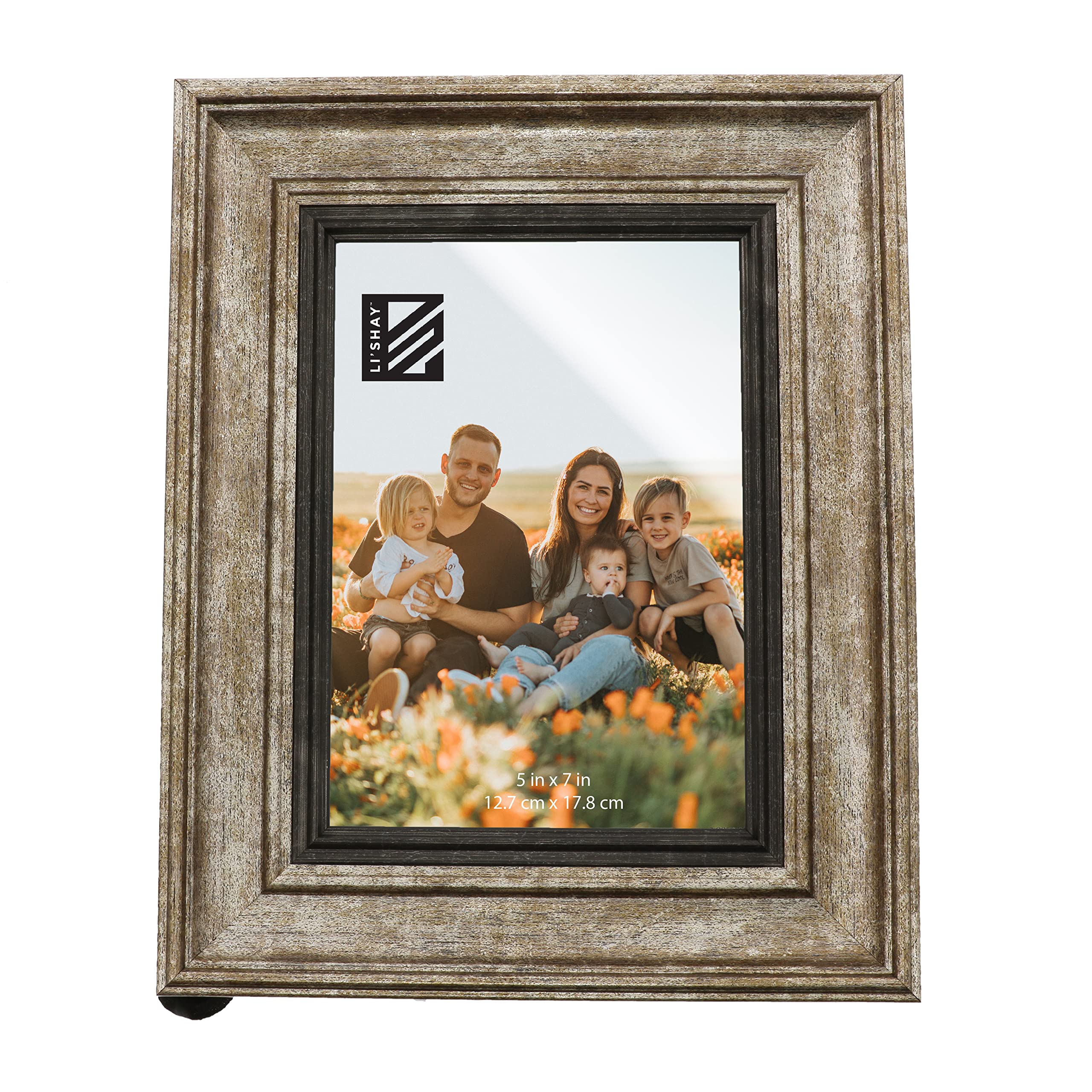 5x7 Picture Frame in Two-Tone Pewter - Elegant Display for Photos, Artwork, and Memories | Perfect for Home, Office, or Gift Giving