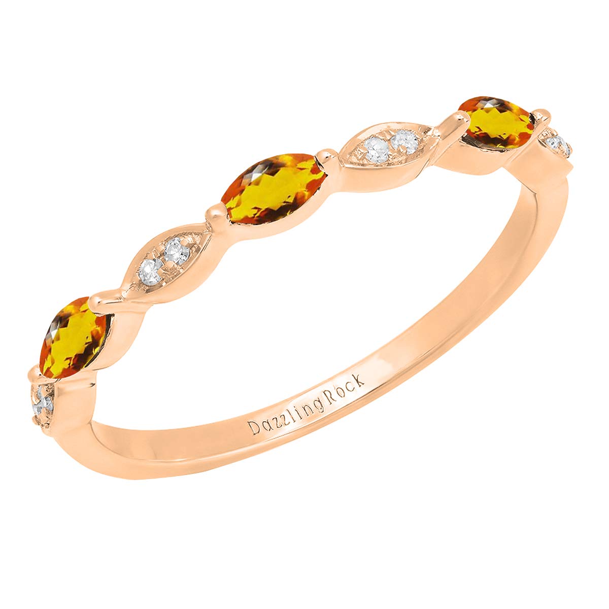 Dazzlingrock Collection Marquise Gemstone & Round Diamond Women's Anniversary Wedding Band Ring in 14K Rose Gold – Perfect for Bridal, Engagement, and Special Occasions