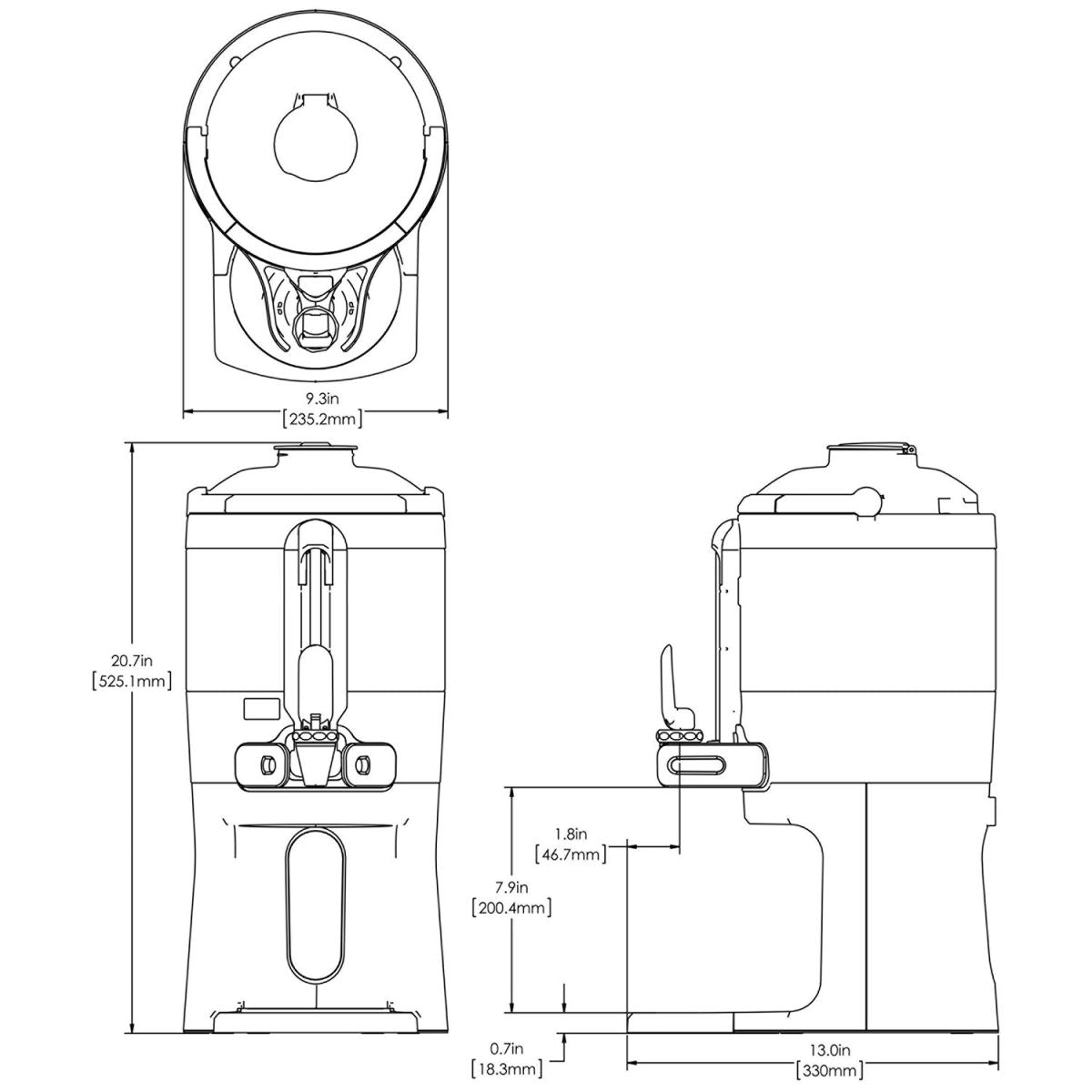 GEN3 1 Gallon (3.8L) ThermoFresh® Mechanical Sight Gauge Beverage Server with Base 44000.0200 - Perfect for Coffee, Tea, and Hot Chocolate Dispensing in Cafes, Restaurants, and Catering Events