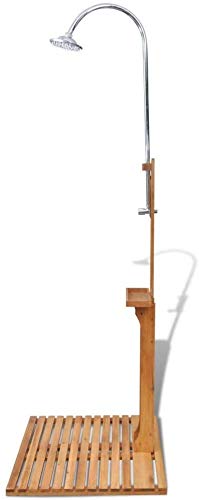 Estink All-in-One Wooden Garden Shower with Shower Head - Outdoor Bathing System for Swimming Pool, Garden, Patio & Camping | Perfect for Backyard, Beach & RV Use