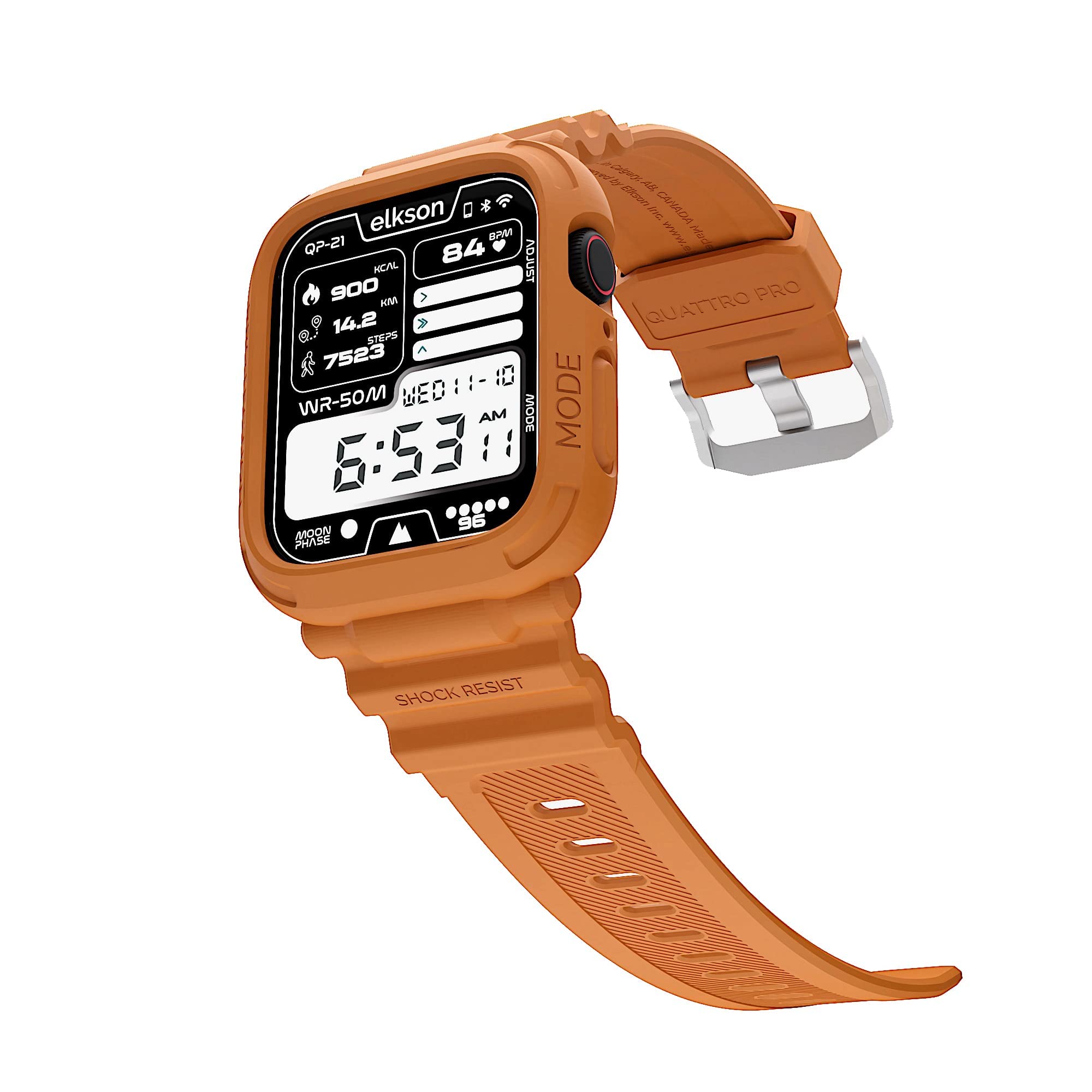 Elkson Rugged Apple Watch Band 41mm 40mm with Protective Bumper Case - Compatible with Apple Watch SE & Series 9/8/7/6/5/4 - Durable Sport Military Design for Men & Women (Orange) - Shockproof & Sweatproof - Perfect for Outdoor Activities, Workouts, Hiking, Running, Gym & Adventure Sports - Ideal for Active Lifestyles, Travel & Everyday Wear