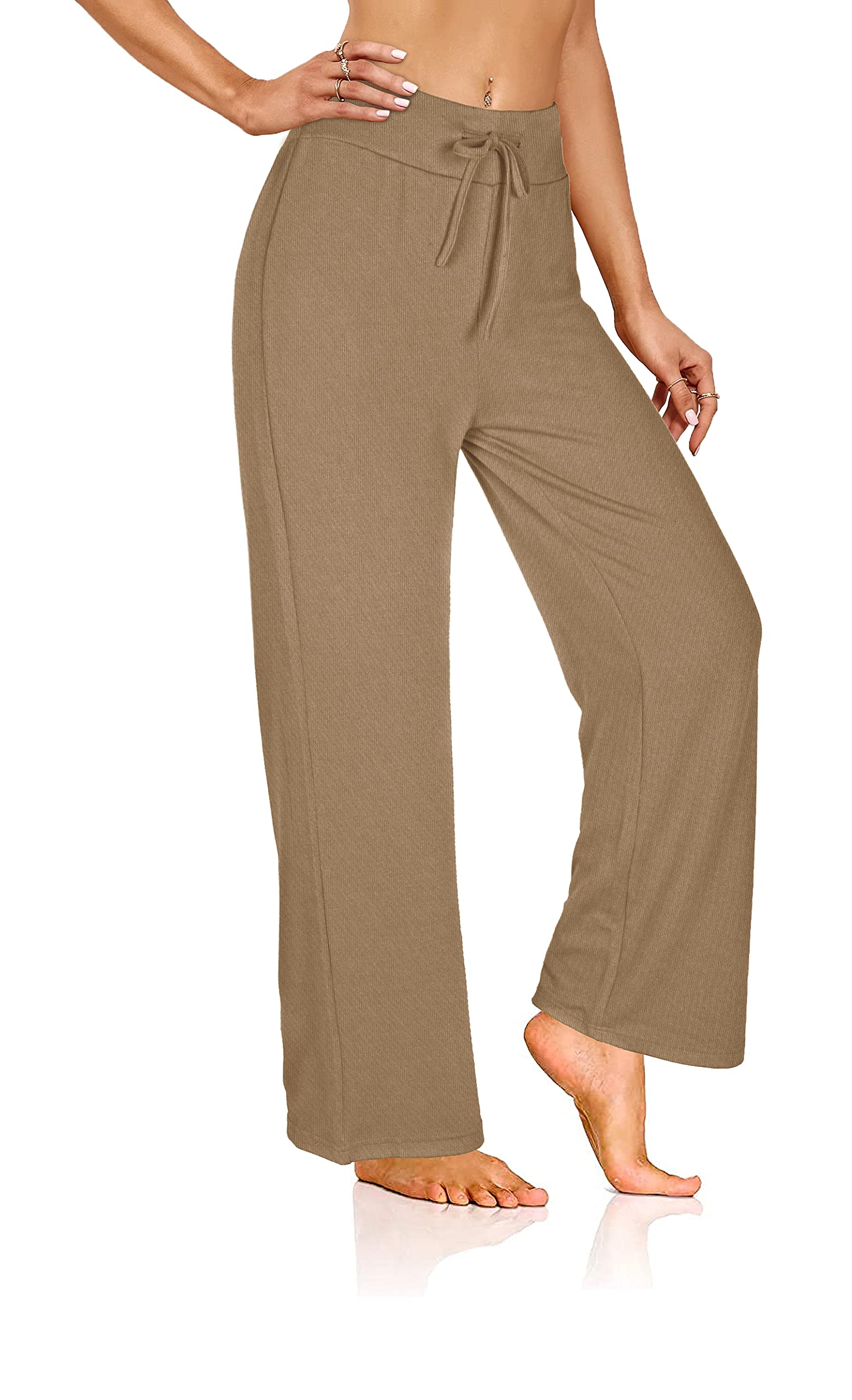 Sieanear Women's Wide Leg Yoga Pants - High Waisted Drawstring Workout Joggers with Elastic Waistband | Comfortable Lounge & Sleep Pajama Pants for Yoga, Gym, Running and Relaxing at Home