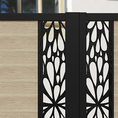 Classic Blossom Straight Top Driveway Gate - Light Oak Finish with Middle Screen - Perfect for Garden, Patio, and Front Yard Security
