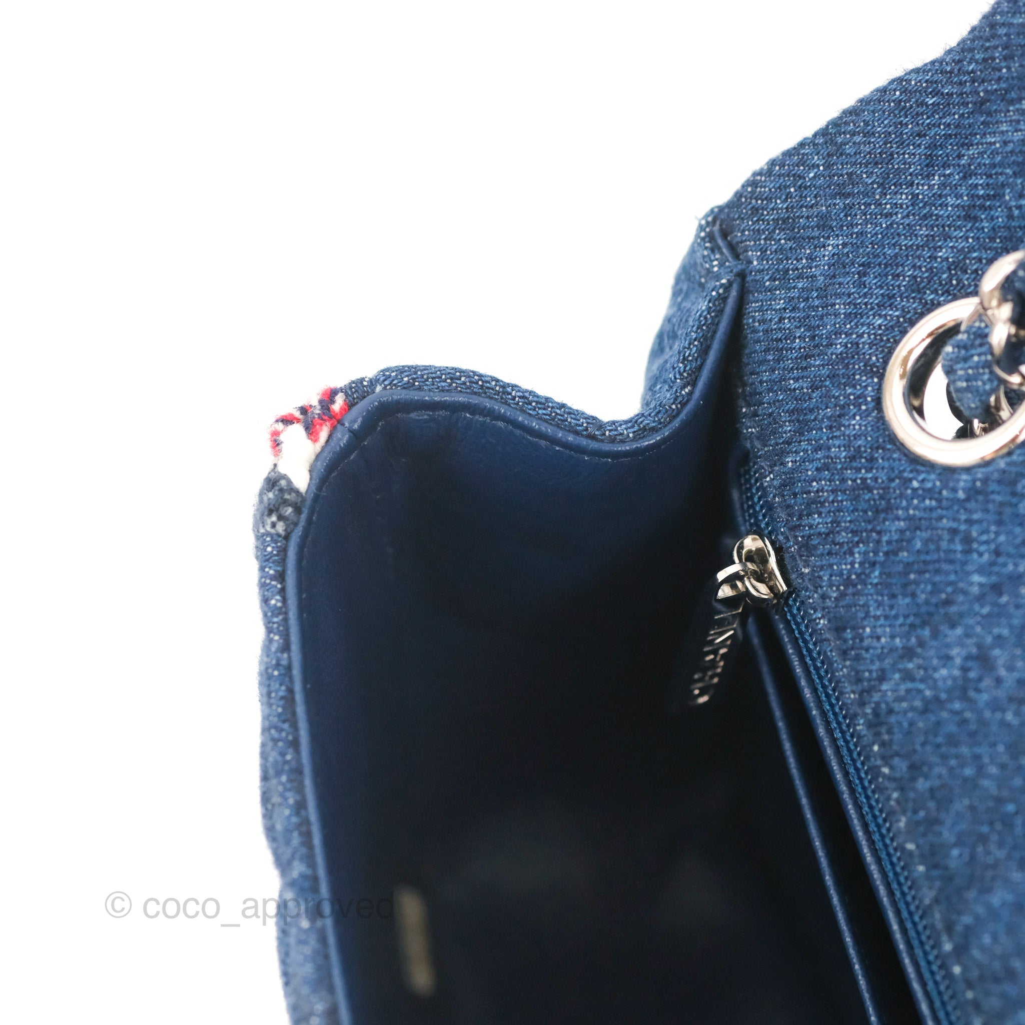 Chanel Classic Flap Bag Dark Blue Denim with Braided Silver Hardware 18A Collection - Luxury Designer Handbag for Women, Perfect for Evening Events & Special Occasions