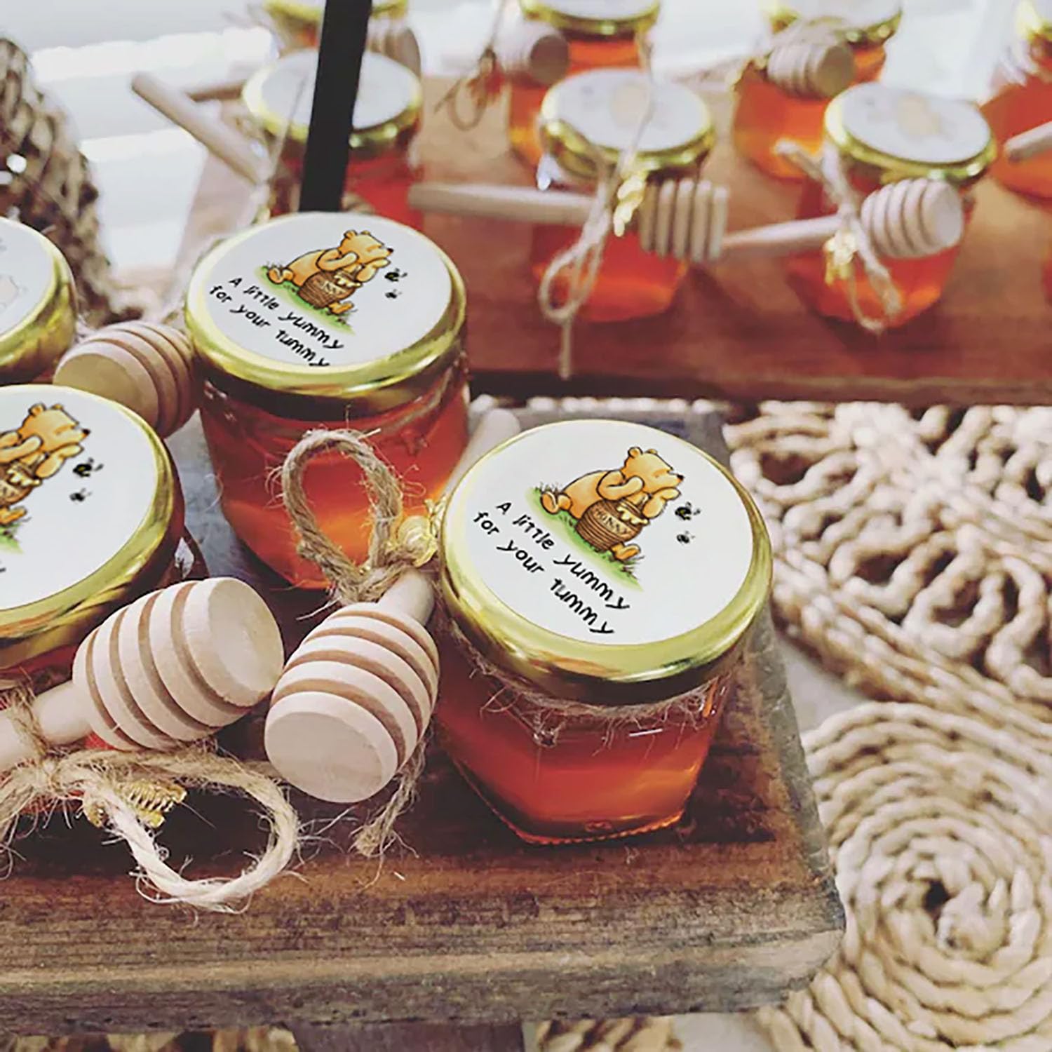 48Pcs Winnie the Pooh Stickers - Honey Jar Labels for Baby Shower, Birthday Party Decorations & Food Favors - Cute Nursery Decor, Gift Wrapping, Scrapbooking & DIY Crafts