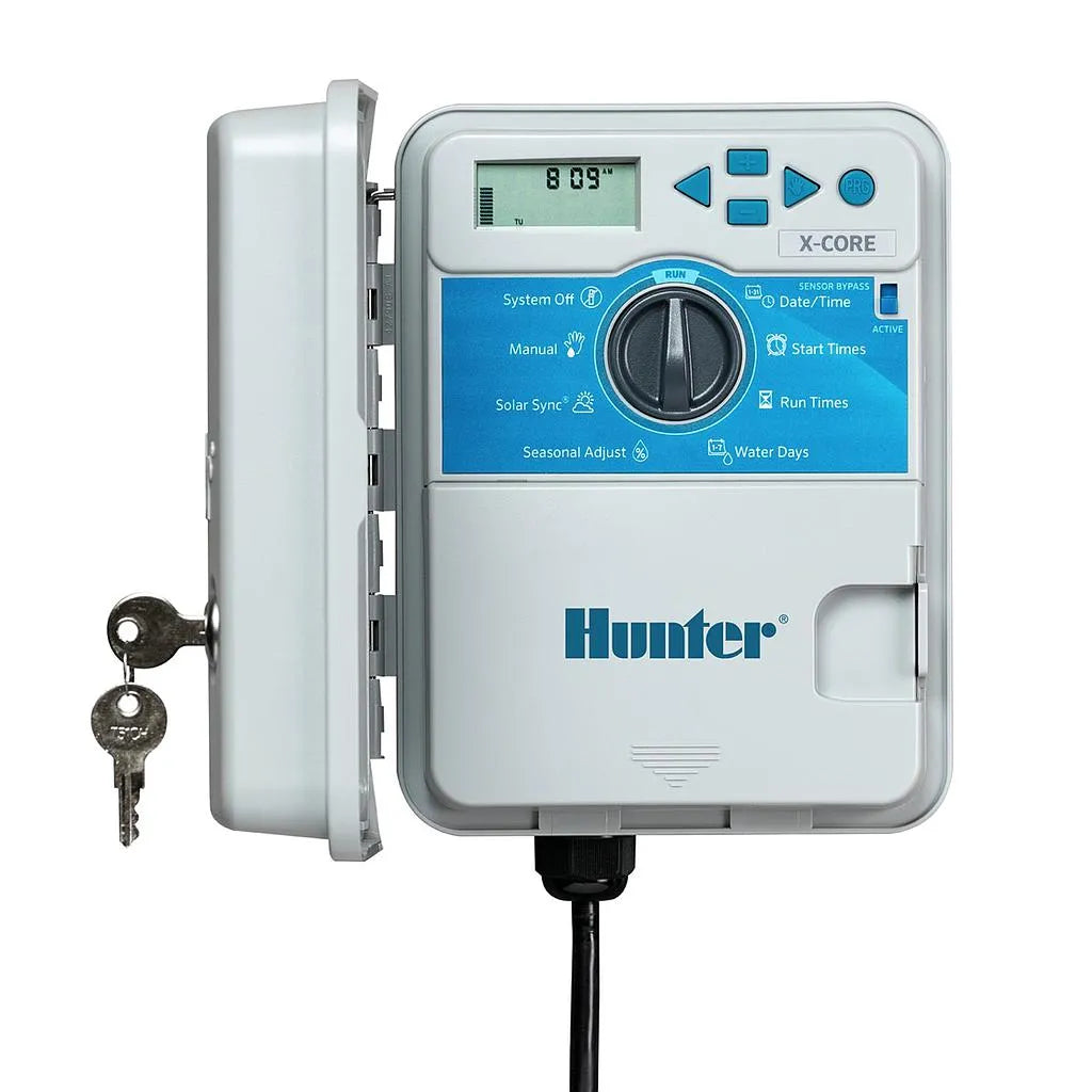 Hunter X CORE 4-Zone Outdoor Sprinkler Timer - Smart Irrigation Controller for Lawn & Garden Watering System - Perfect for Residential & Commercial Landscapes