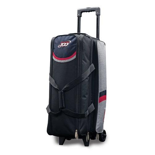Columbia 300 Boss Triple Roller Grey Red Bowling Bag - Premium 3-Ball Rolling Bowling Tote for League & Tournament Players - Perfect for Travel & Practice Sessions