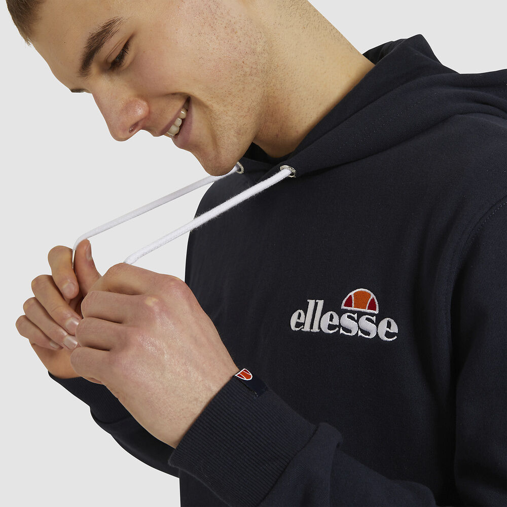 Ellesse Men's Primero Navy Hoodie - Soft Cotton Pullover Sweatshirt for Casual Wear, Gym & Outdoor Activities