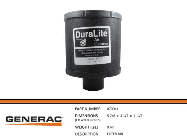 Generac Guardian Series 070941 Air Filter Replacement - Compatible with 22kW & 24kW Home Standby Generators - High Performance Engine Protection - Perfect for Power Outages & Emergency Backup