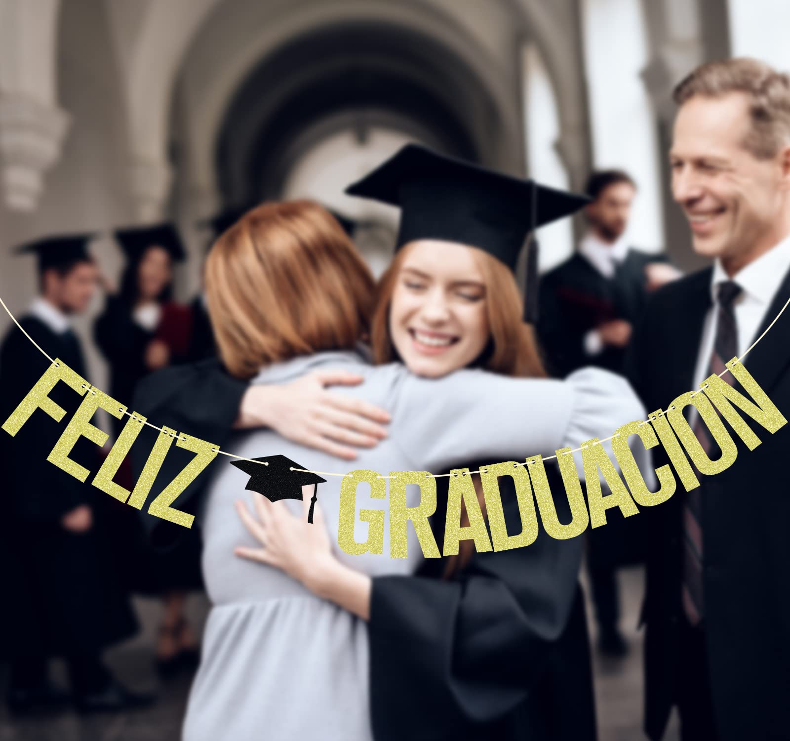 2025 Graduation Banner - Feliz Graduacion Spanish Gold Glitter Party Decorations for Class of 2025 | Perfect for Graduation Parties, School Events & Celebration Decor