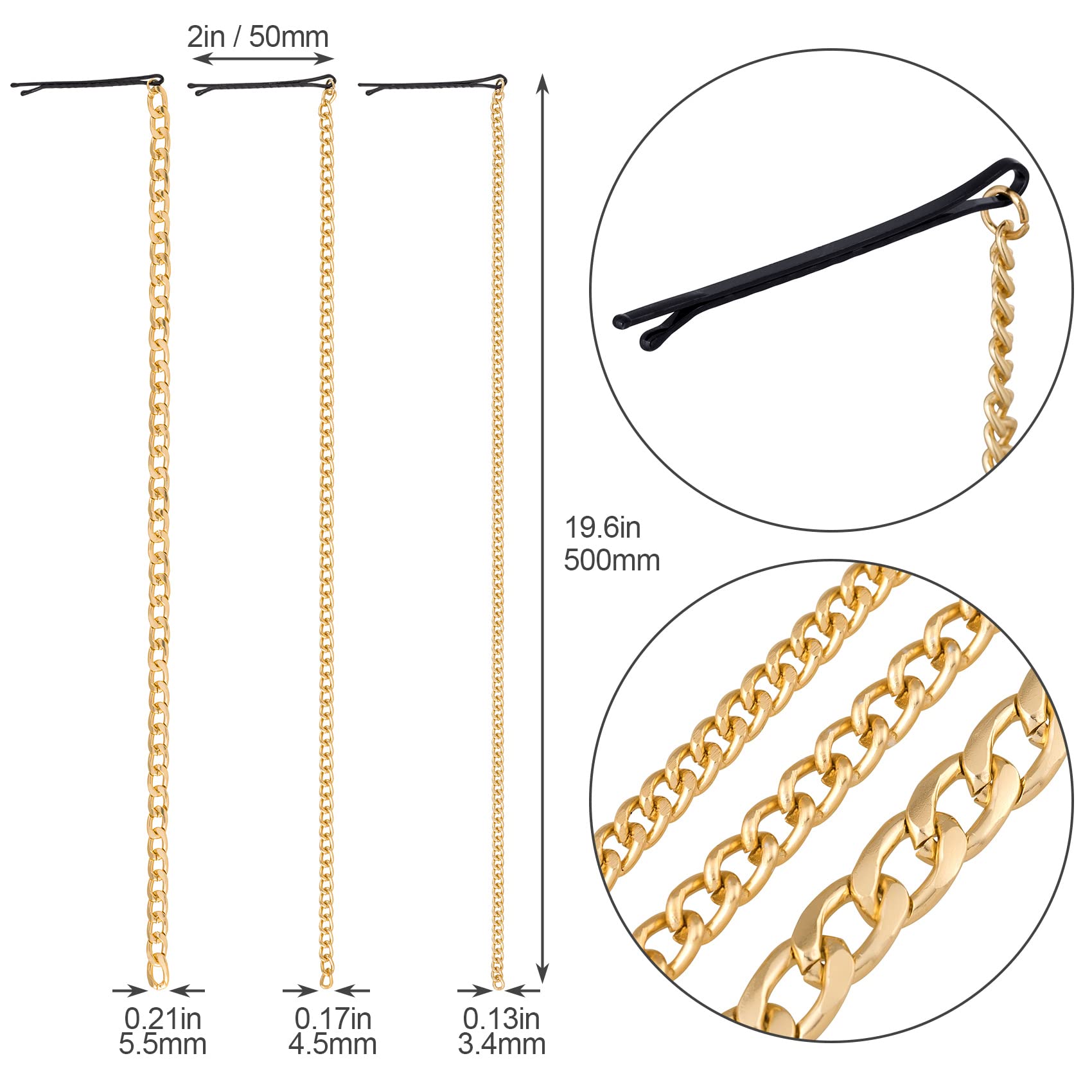 PAGOW 6Pcs Punk Gold Hair Chains with Tassels - Women's & Girls' Multi-Strand Ponytail Hair Accessories with Clips for Nightclub, Christmas, Thanksgiving Party | Perfect for Concerts, Festivals, and Special Occasions
