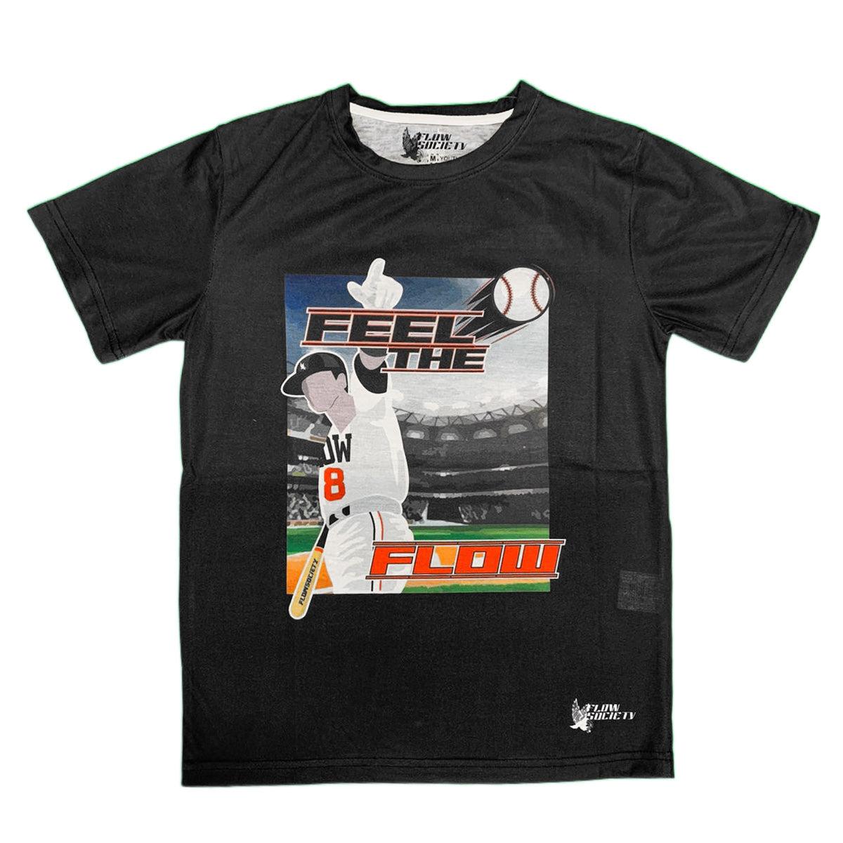 Boys' Feel The Flow Baseball Tee - Soft Cotton Short Sleeve Shirt for Kids - Perfect for Baseball Games, School & Casual Wear