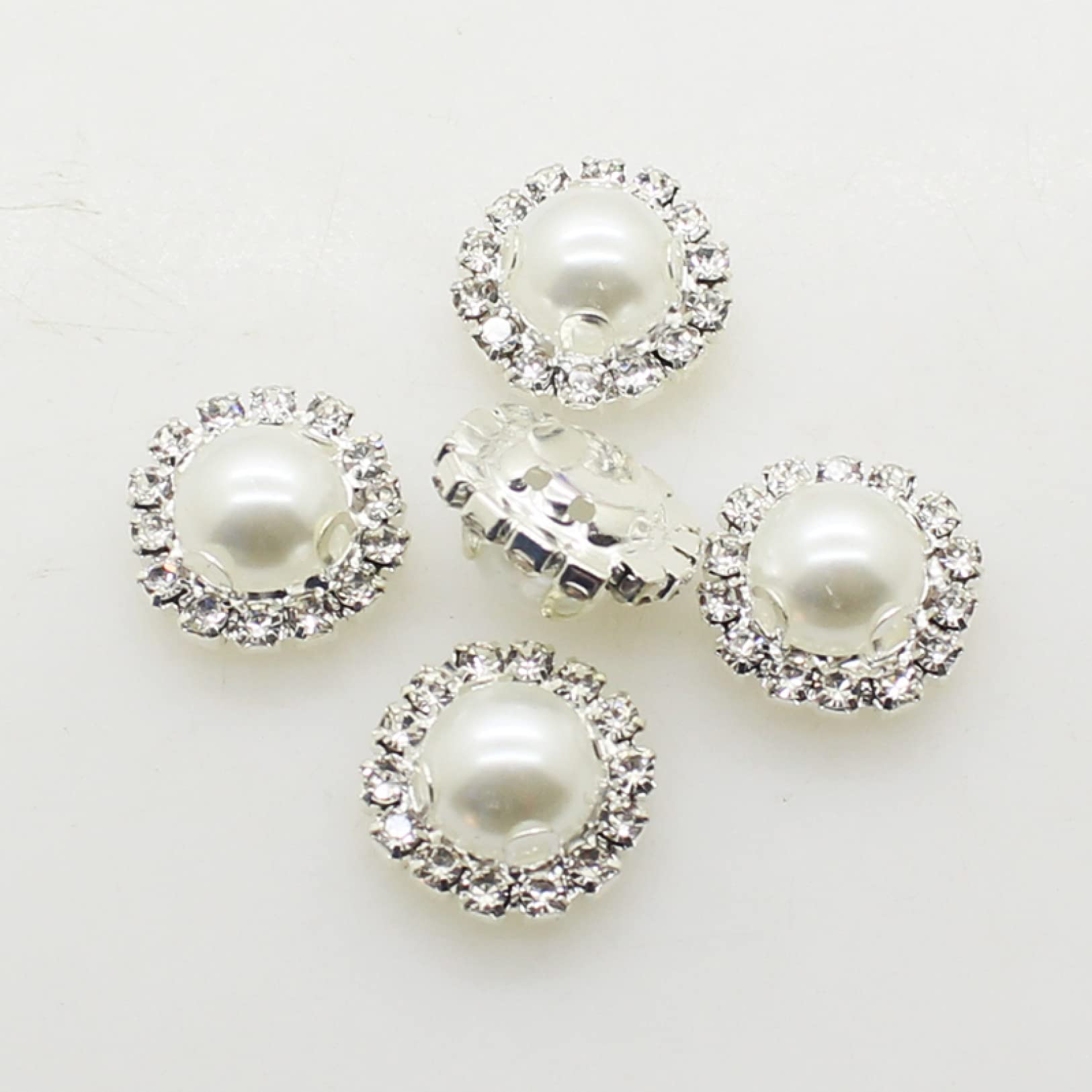 Fashion Pearl Rhinestones Buttons for DIY Sewing - 30Pcs Gold or Silver Shiny Decorative Buttons for Clothing, Handbags, Dresses & Craft Projects