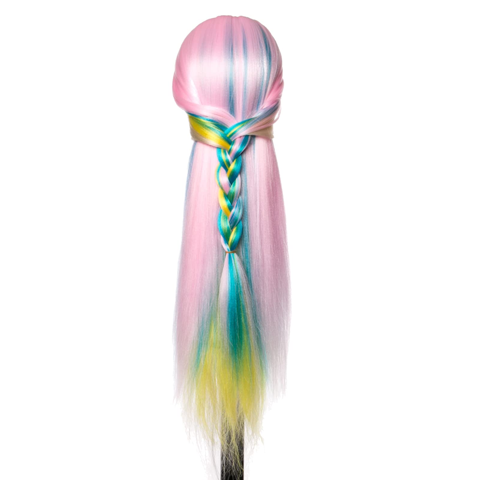 Rainbow Color Mannequin Head with Large Bracket - Wig Head Mold for Braided Hair & Makeup Styling - Perfect for Salon Practice, Cosmetology Training, and DIY Hairstyling at Home