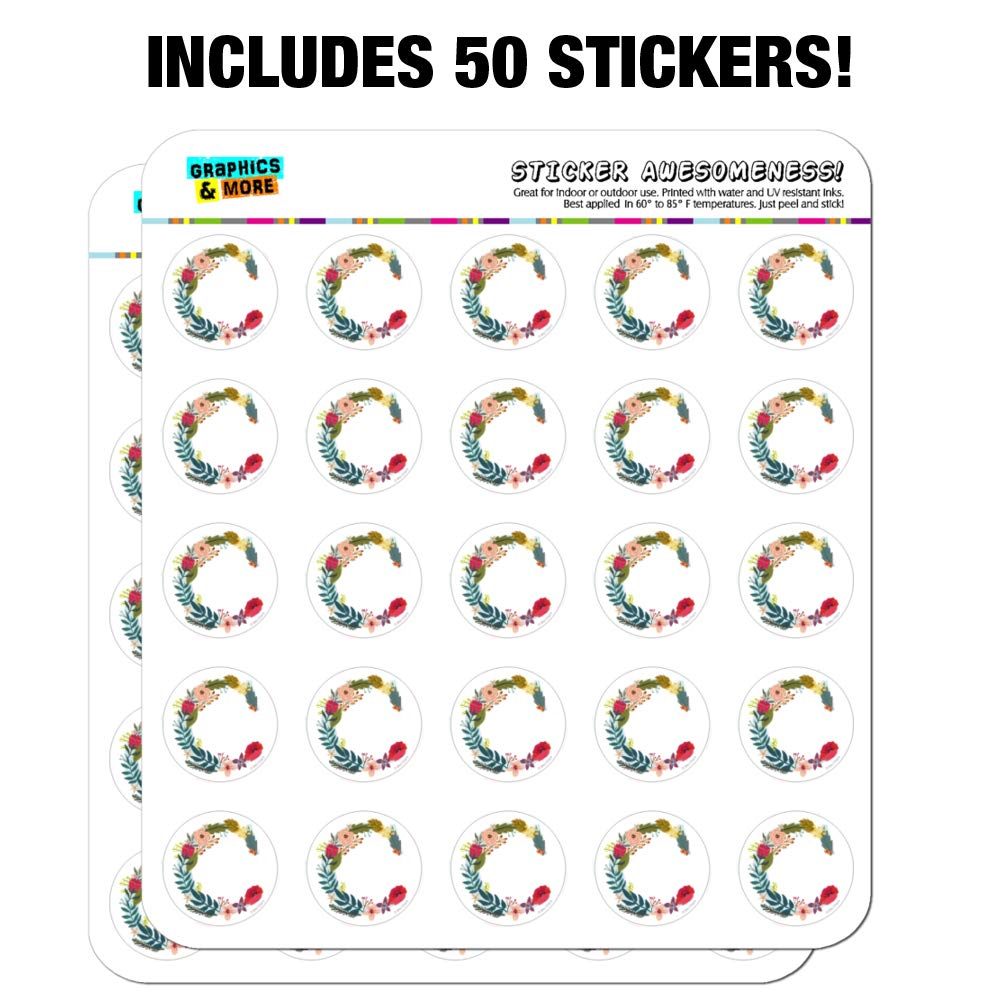 Floral Monogram Letter C Stickers for Planner, Calendar, Scrapbooking & Crafting - Perfect for DIY Projects, Bullet Journals, and Gift Decorations
