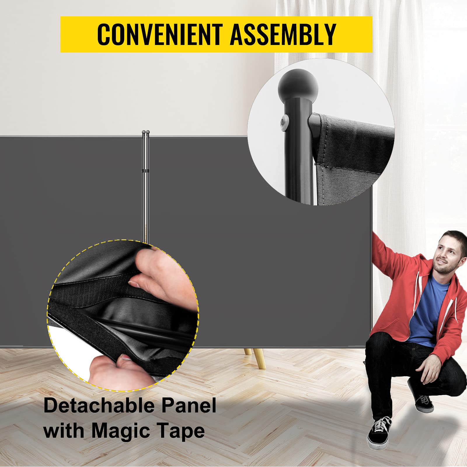 3-Panel Black Freestanding Room Divider Screen - 213