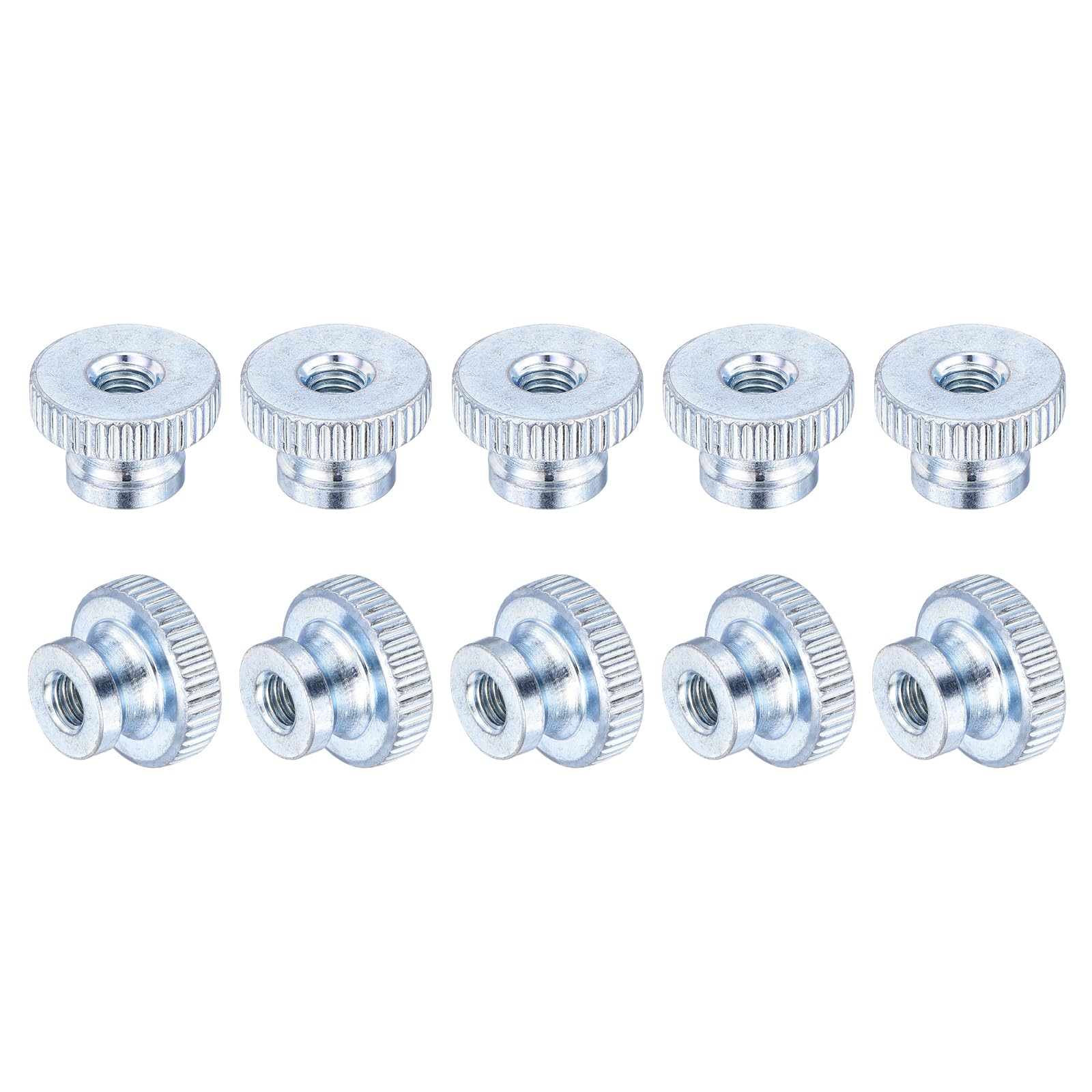 uxcell 30Pcs M5 x 16 x 10mm Carbon Steel Knurled Thumb Nuts - Adjustable Round Knob Fasteners for 3D Printer Parts, DIY Projects & Machinery Maintenance (White)