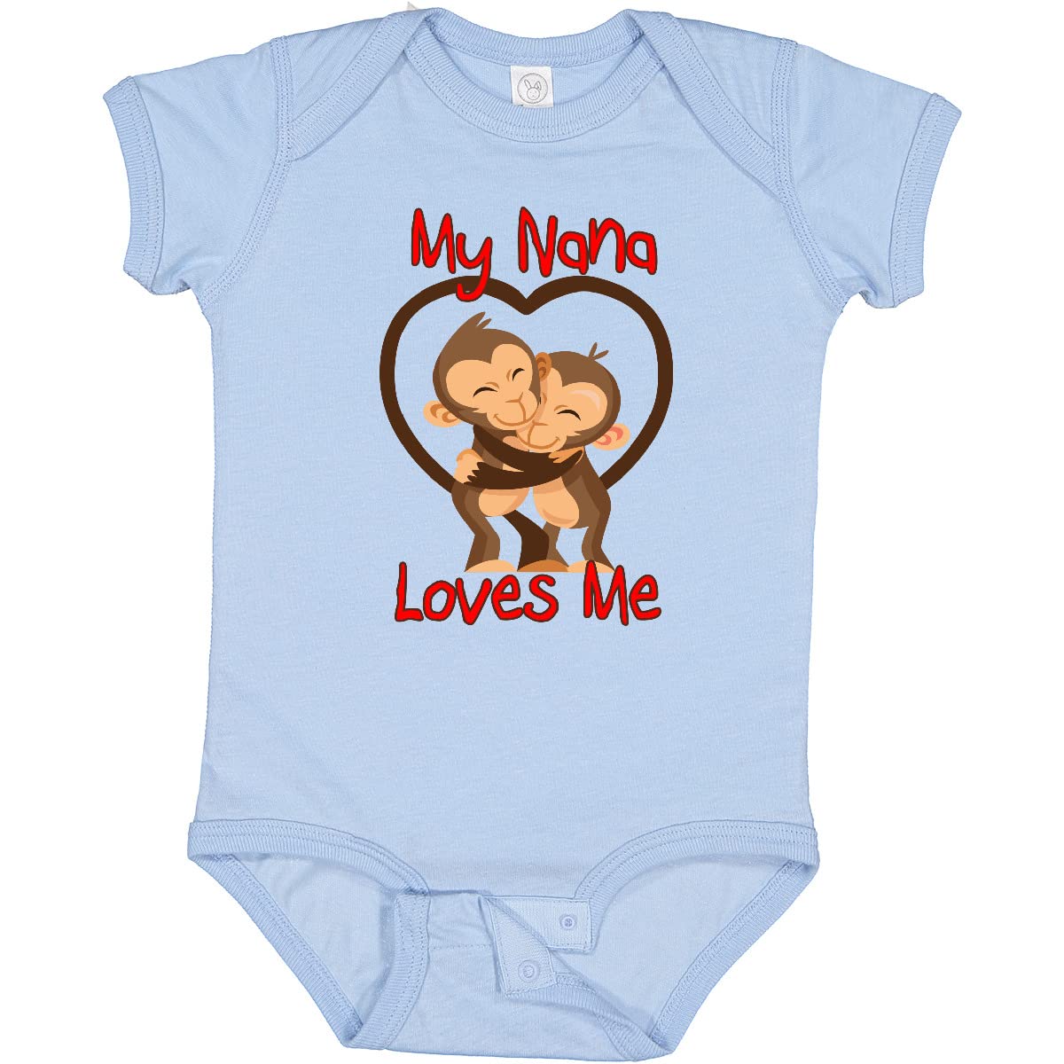 Inktastic My Nana Loves Me Monkey Baby Bodysuit - Cute Cotton Onesie for Infants & Toddlers - Perfect Gift for Grandparents Day, Baby Showers & Family Photos