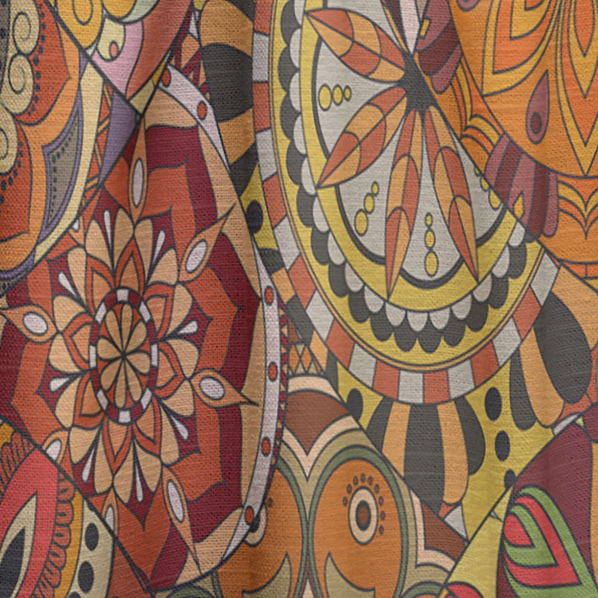 DesignQ Mandala Pattern Tile Thermal Insulated Curtain Panel - 52x84 Inches - Blackout Drapes for Bedroom & Living Room - Perfect for Meditation Spaces & Boho Home Decor