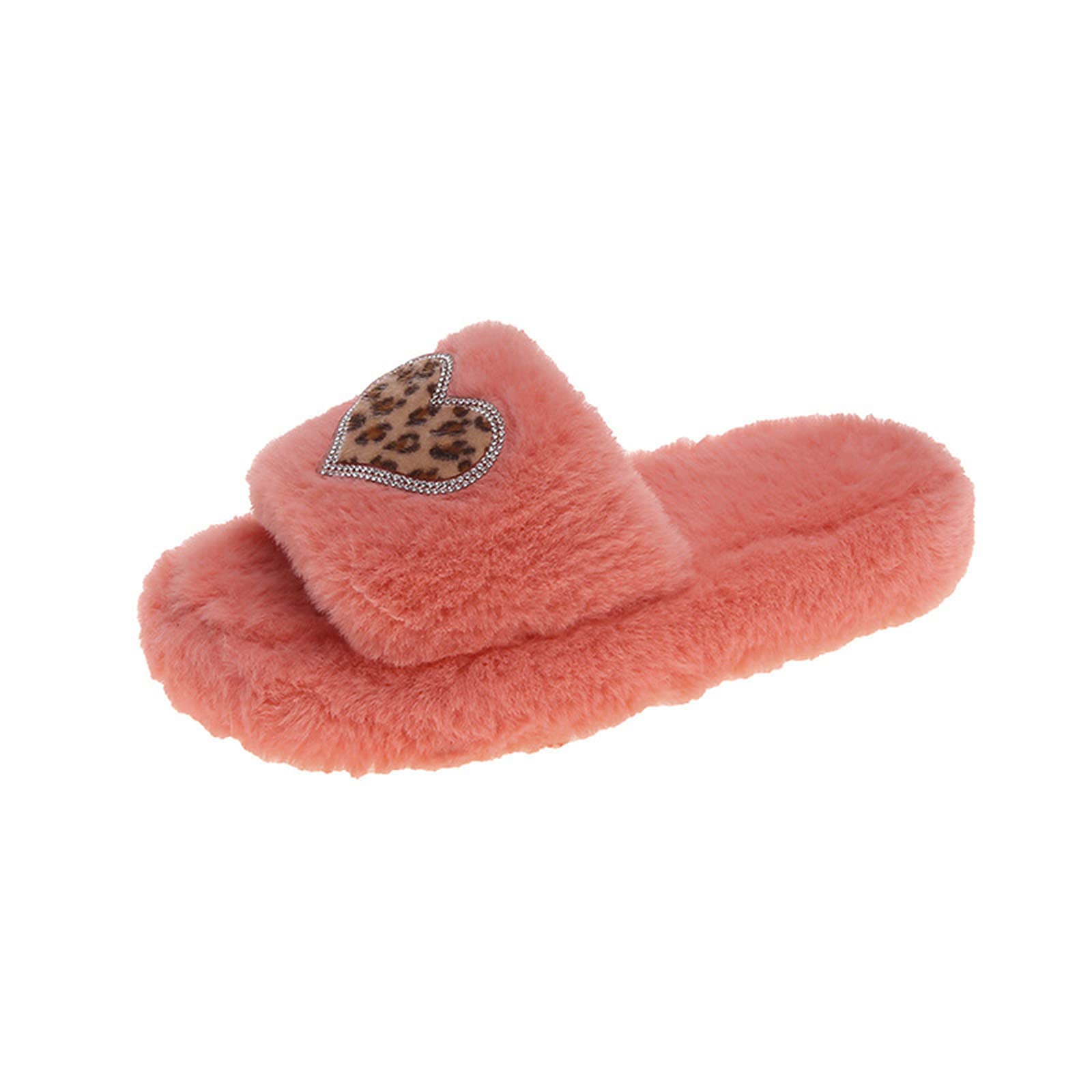 Women's Plush Rhinestone Slippers - Cozy Cotton House Shoes with 