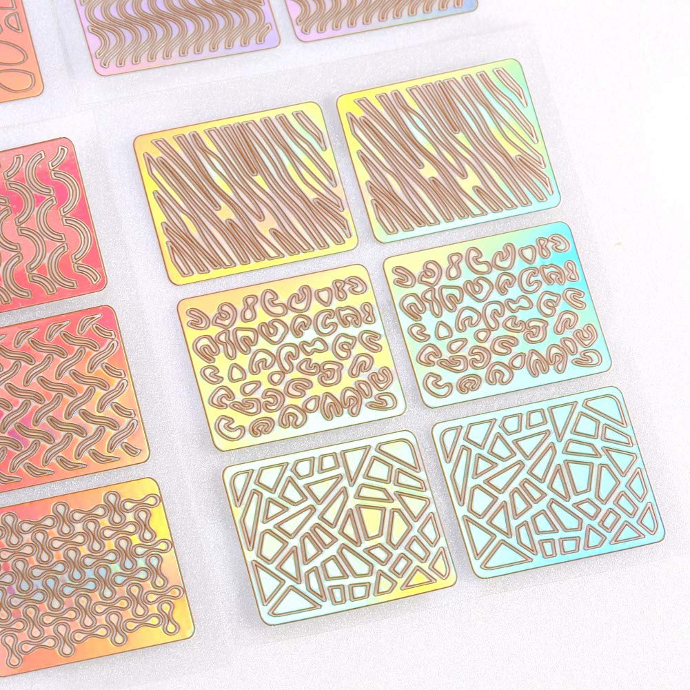 24 Sheet Nail Vinyl Stencils - Self Adhesive Gold & Silver Nail Art Stickers for Professional & DIY Nail Designs | Perfect for Salon, Home Manicure, Party & Wedding Nail Decorations