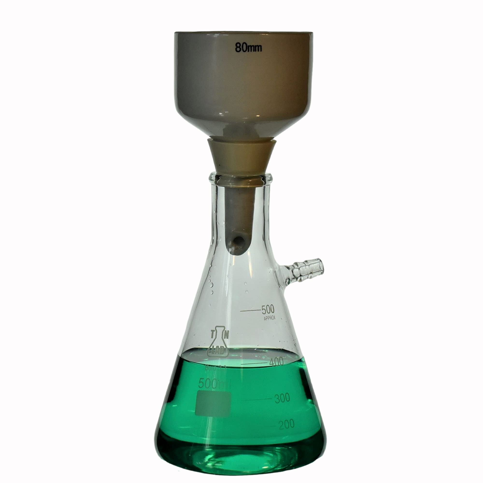 TN Lab 80mm Buchner Funnel Kit with 500ml Vacuum Filter Flask Set - Perfect for Chemistry Experiments, Filtration Processes & Laboratory Use