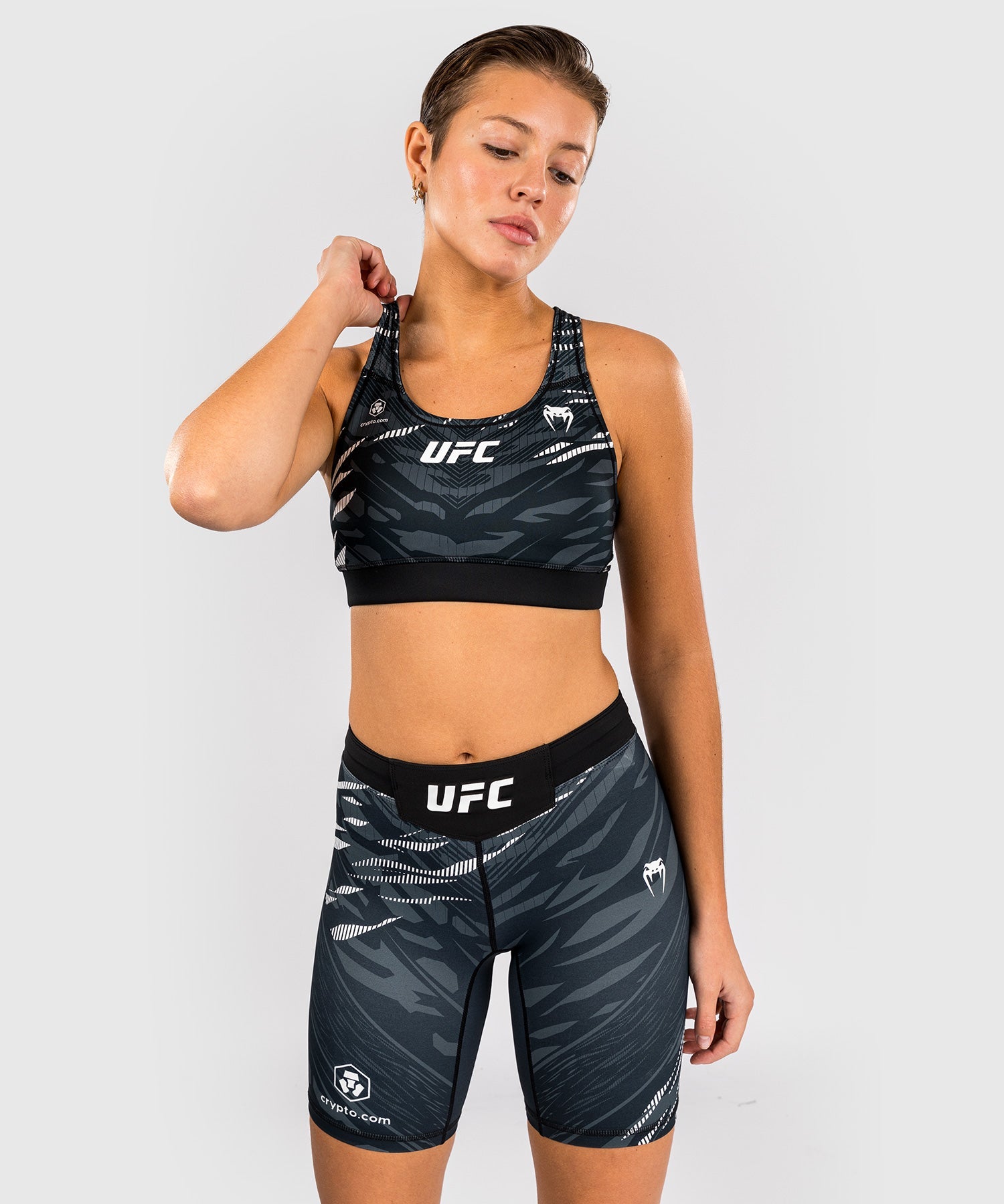 Venum UFC Fusion Authentic Fight Night Women's Sports Bra - High Performance Workout Top for MMA, Boxing & Fitness Training (Black)