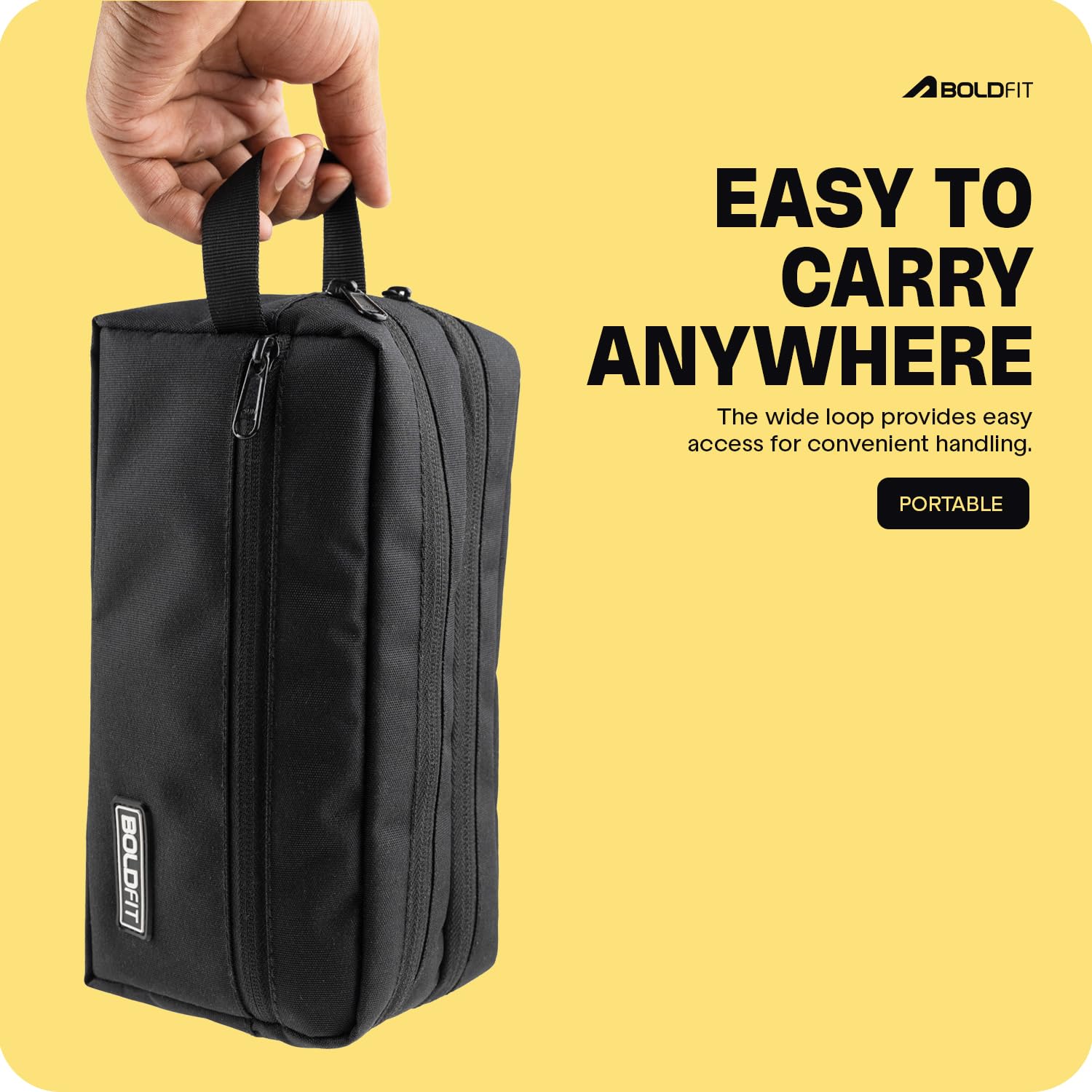 Boldfit Polyester Travel Toiletry Bag for Men & Women - Waterproof Makeup Pouch & Essential Organizer (18cm Width, Black) - Perfect for Gym, Camping & Business Trips