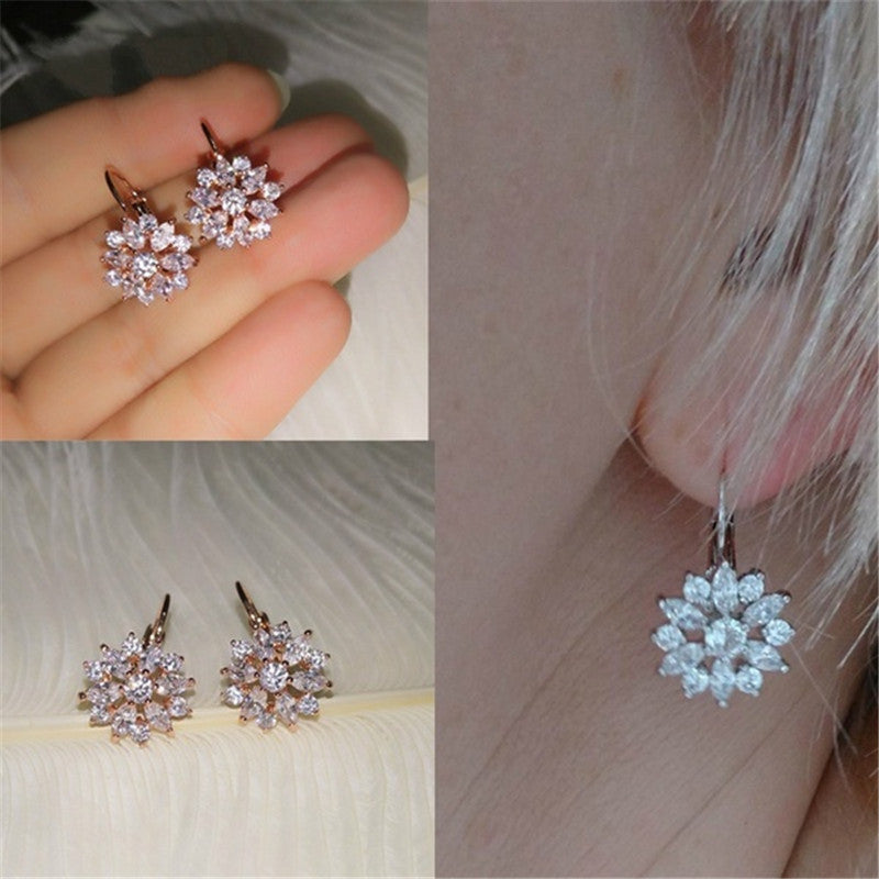 Stylish Rhinestone Sunflower Earrings for Women - Trendy Dangle Drop Ear Jewelry - Perfect for Parties, Weddings & Everyday Wear
