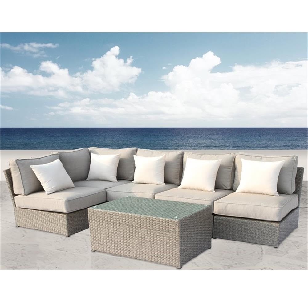 Fully Assembled Chelsea Collection All-Weather Outdoor Patio Wicker Sofa Sectional Set - 6-Piece Waterproof Garden Furniture [CM-4211] for Backyard, Poolside & Terrace Relaxation