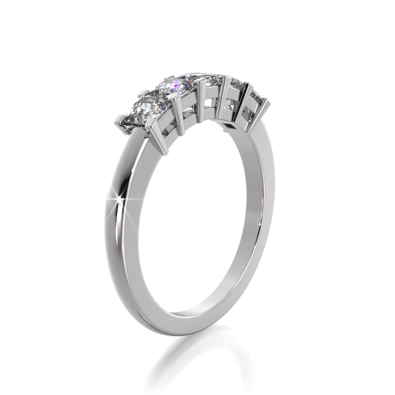 1.00 Carat Princess Cut Diamond Five Stone Wedding Band Ring for Women - Perfect for Engagement, Anniversary & Bridal Jewelry Gifts