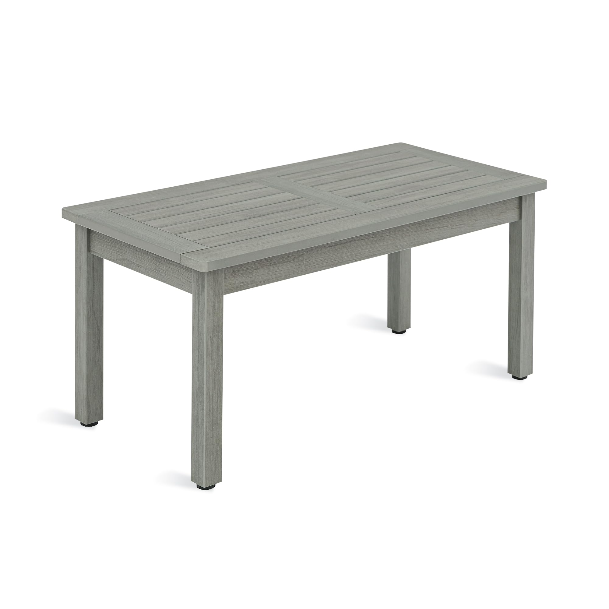 LUE BONA Outdoor Coffee Table Rectangle - All-Weather HDPS Patio Coffee Table with Slatted Tabletop for Deck, Garden, Balcony - Indoor/Outdoor Use - Light Gray | Perfect for Backyard Relaxation, Poolside Lounging & Outdoor Entertaining