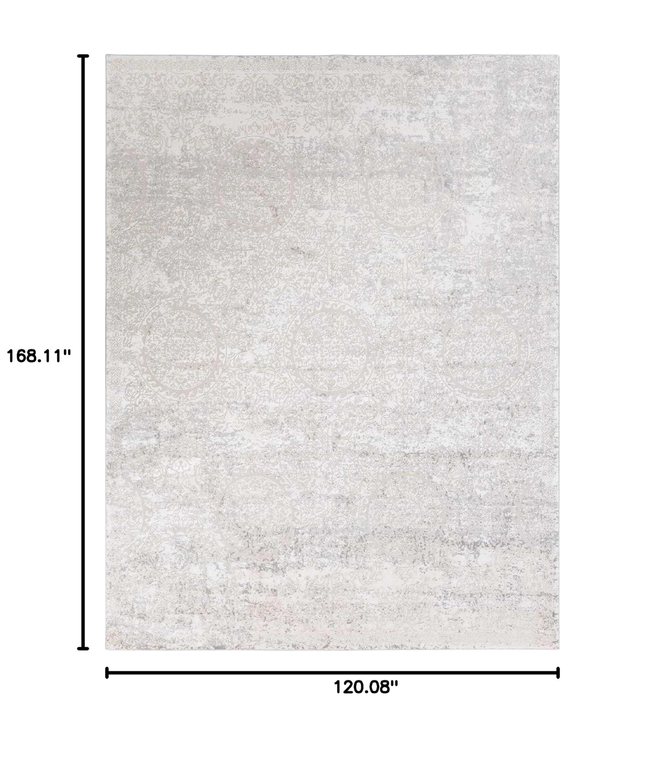 Frankston Traditional Gray Ivory 10' x 14' Area Rug for Living Room & Bedroom - Soft Modern Home Decor - Perfect for Cozy Spaces, Family Gatherings & Stylish Interior Design