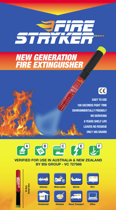 Fire Stryker FFS 100 Second New Generation Fire Extinguisher - Fast-Acting Fire Suppression for Home, Office, Car & Emergency Use