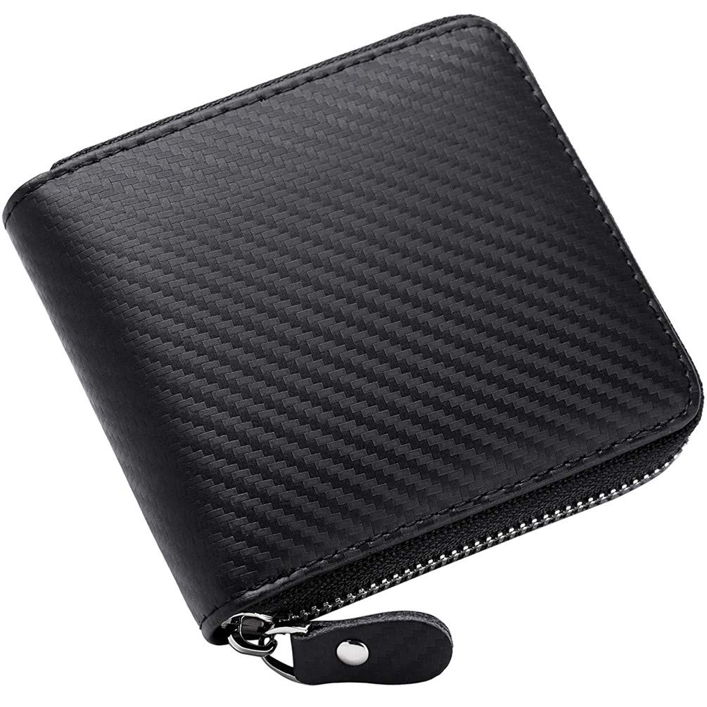 Men's Genuine Leather RFID Blocking Zip Around Wallet - Bifold Design with Multi Card Slots & Zipper Pocket - Perfect for Travel, Business & Everyday Use