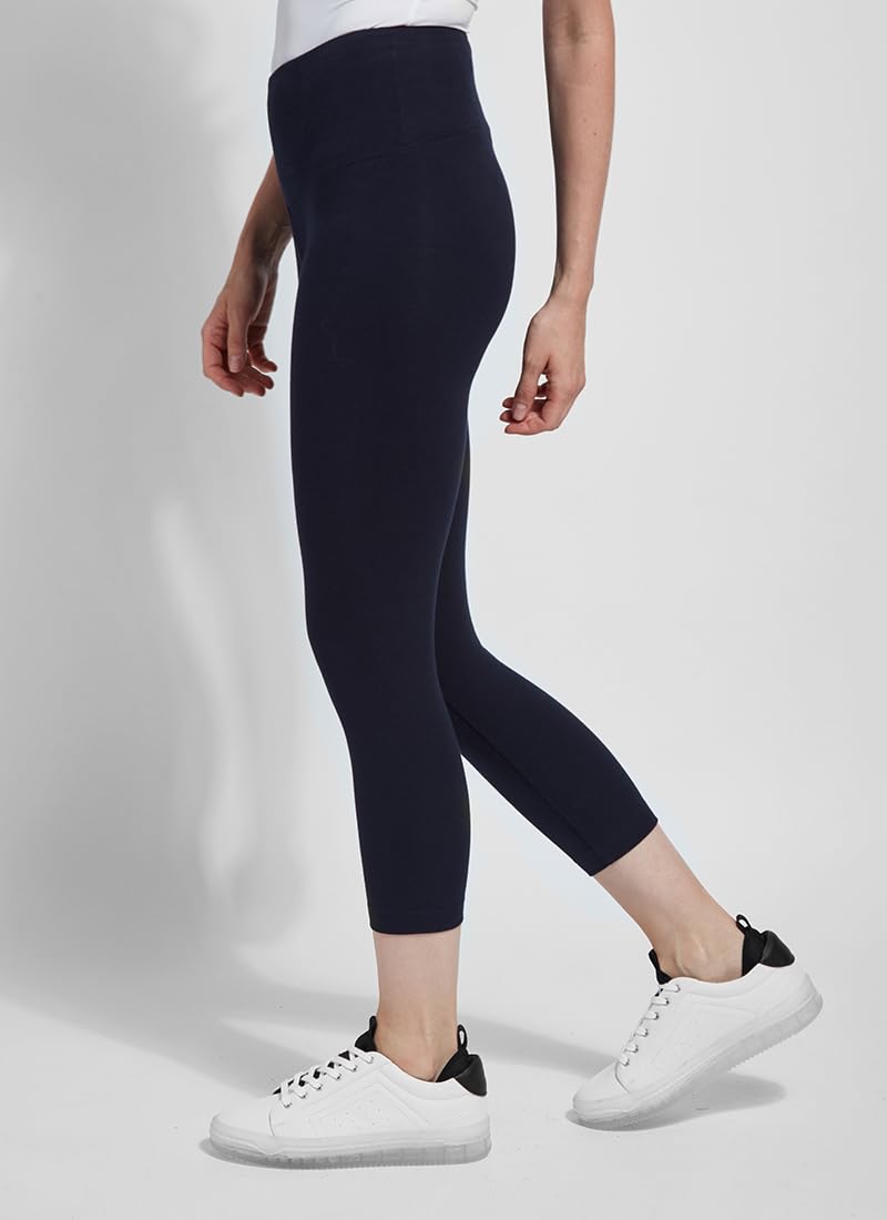 Lyssé Women's Cotton Cropped Leggings - Soft Breathable Cotton Spandex Workout Leggings for Yoga, Running & Casual Wear