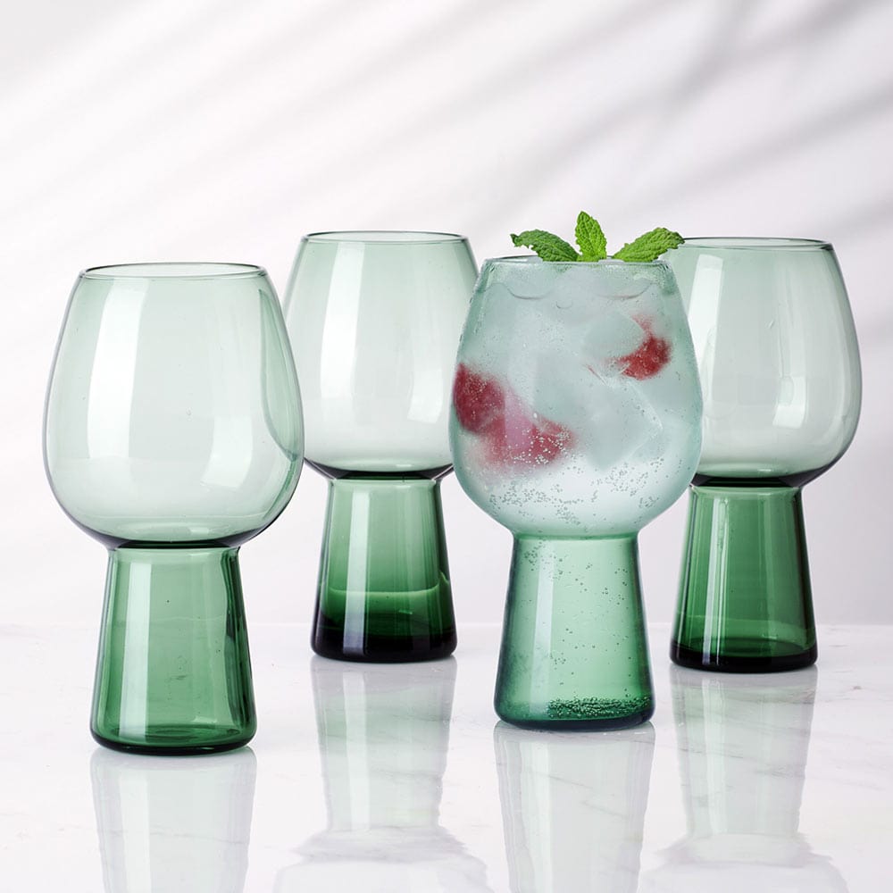 Phoebe Sage Set of 4 Elegant Goblet Beverage Glasses for Wine, Cocktails & Juice - Perfect for Dinner Parties, Weddings & Home Decor