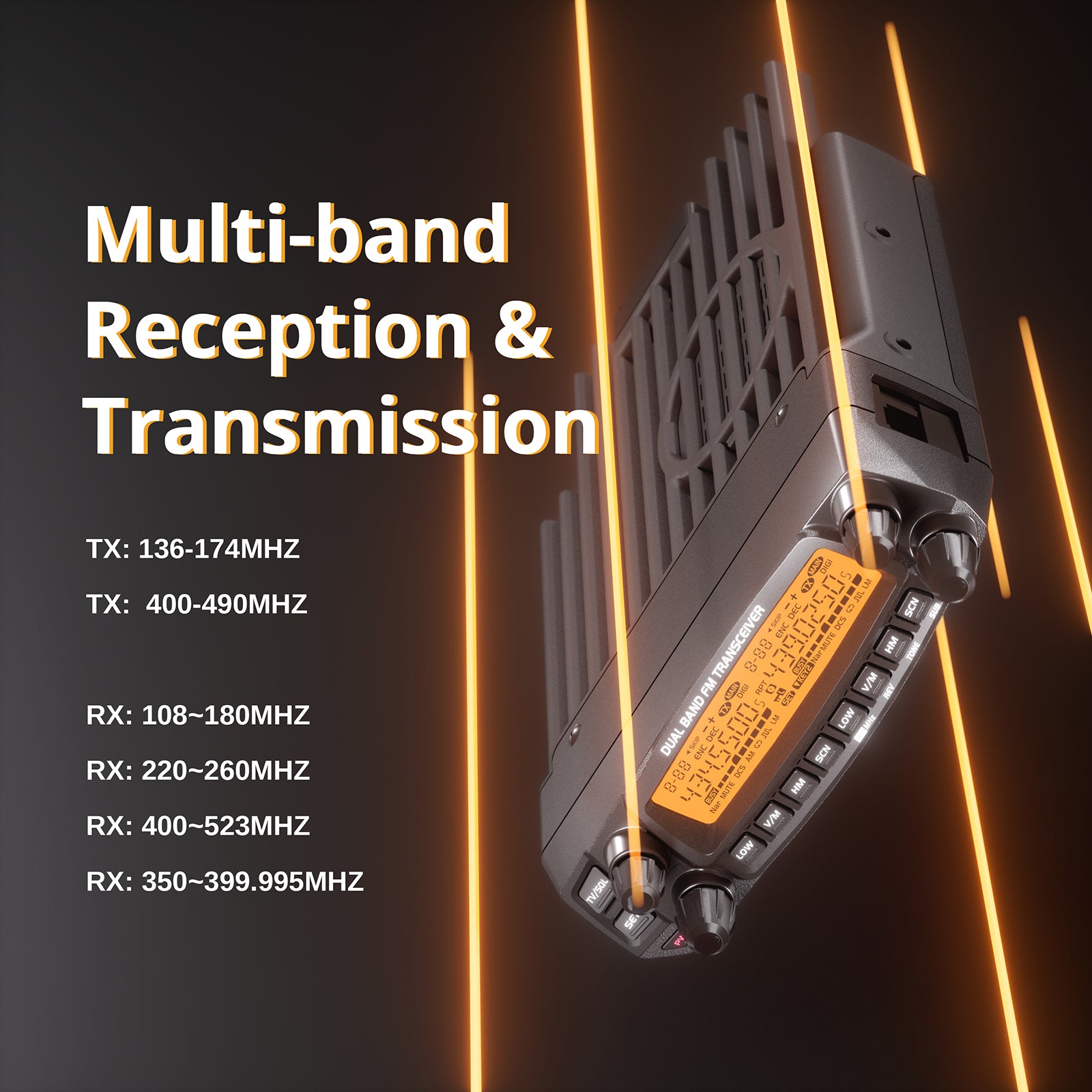 Radioddity DB50 50W Dual Band Mobile Radio with Large LCD Display | Multi-Band Receiver | 758 Channels | CHIRP Programmable | Perfect for Truckers, Off-Roading & Emergency Communication