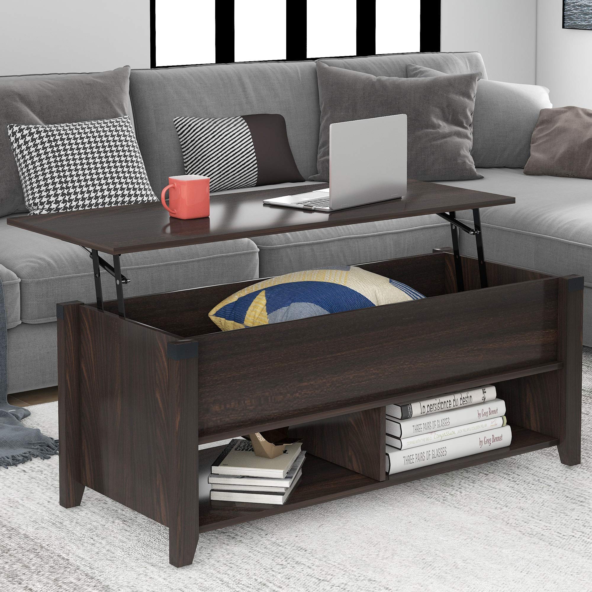 Modern Walnut Console Table with Drawers & Open Shelf - Multi-Purpose Side Table, Coffee Table, Buffet Cabinet for Living Room Storage & Organization - Perfect for Entryway, Hallway, or Behind Sofa