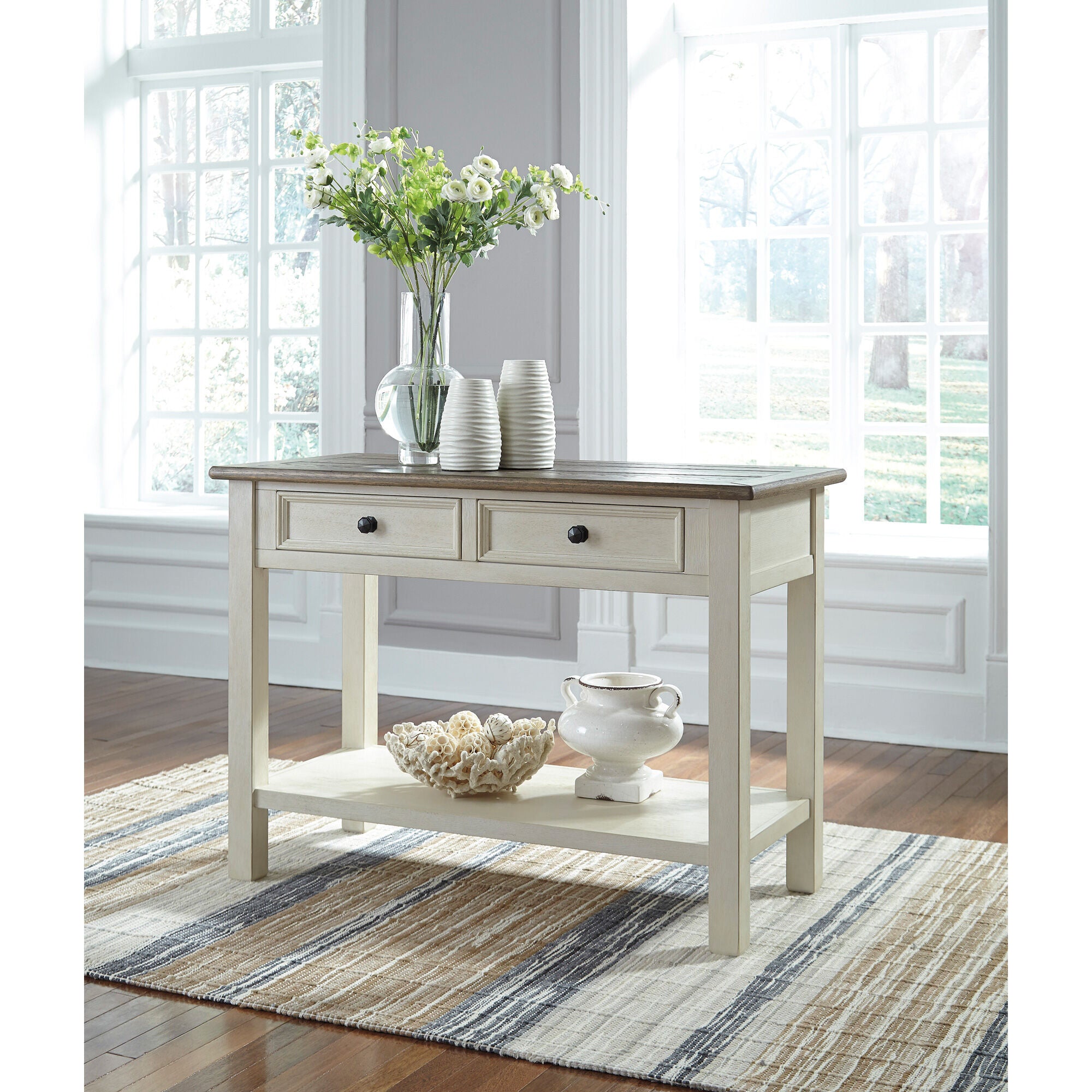 Modern Bolanburg Console Table - Elegant Entryway Sofa Table for Hallway, Living Room & Foyer - Sturdy Wooden Hall Table with Storage Shelf