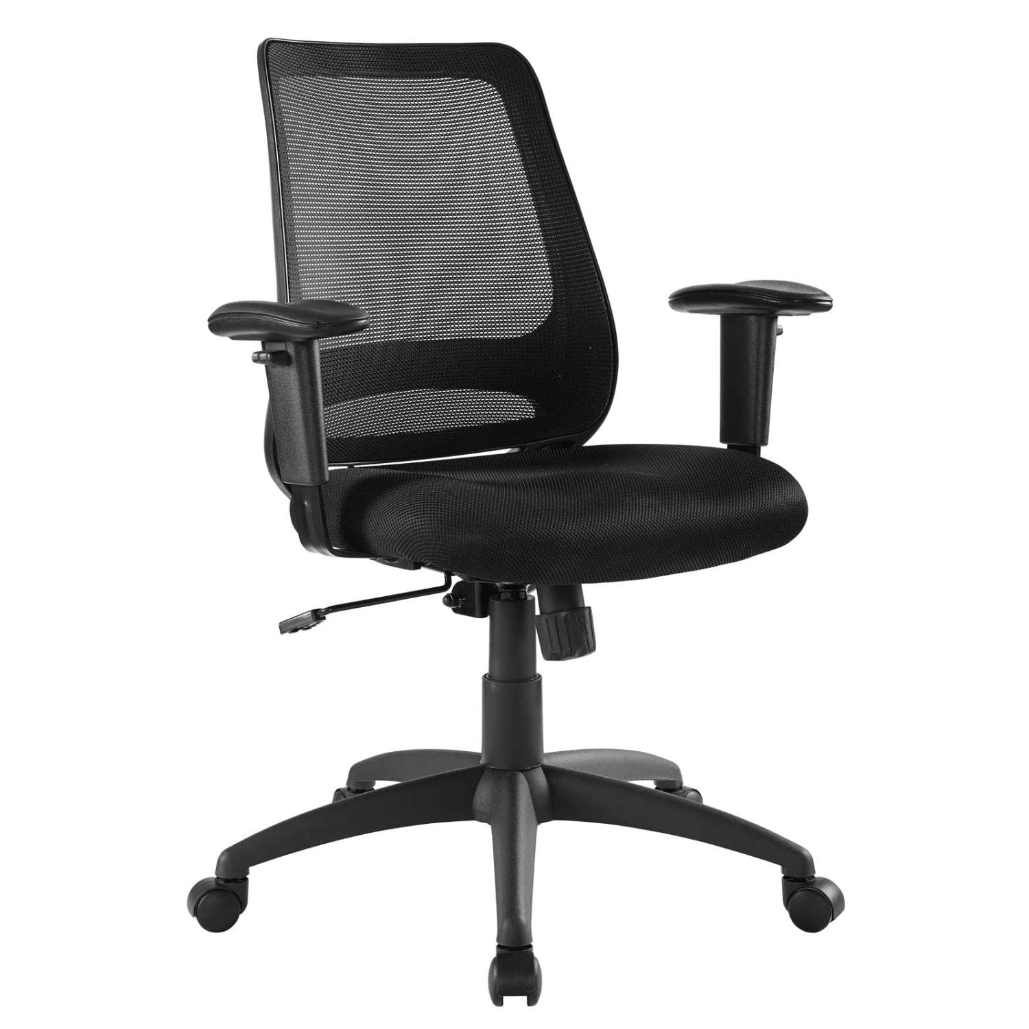 Modway Forge Mesh Adjustable Swivel Office Chair - Ergonomic Computer Desk Chair with Lumbar Support, Black - Perfect for Home Office, Gaming & Workspaces