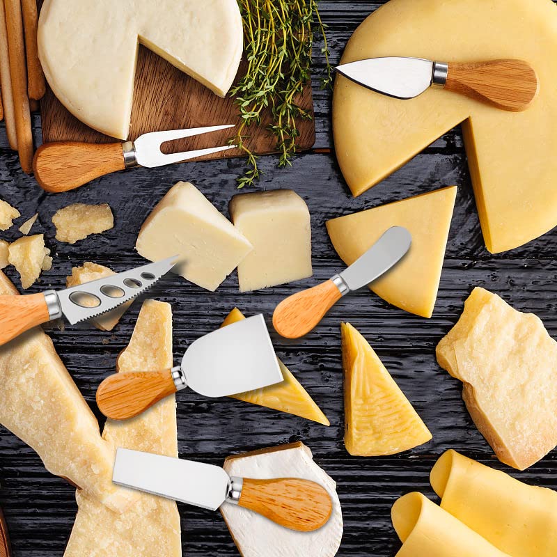Premium 6-Piece Stainless Steel Cheese Knife Set - Cheese Knife, Spreader, Fork, Slicer & Cutter with Butter Knife - Perfect for Charcuterie Boards, Wine Parties & Gourmet Cheese Platters