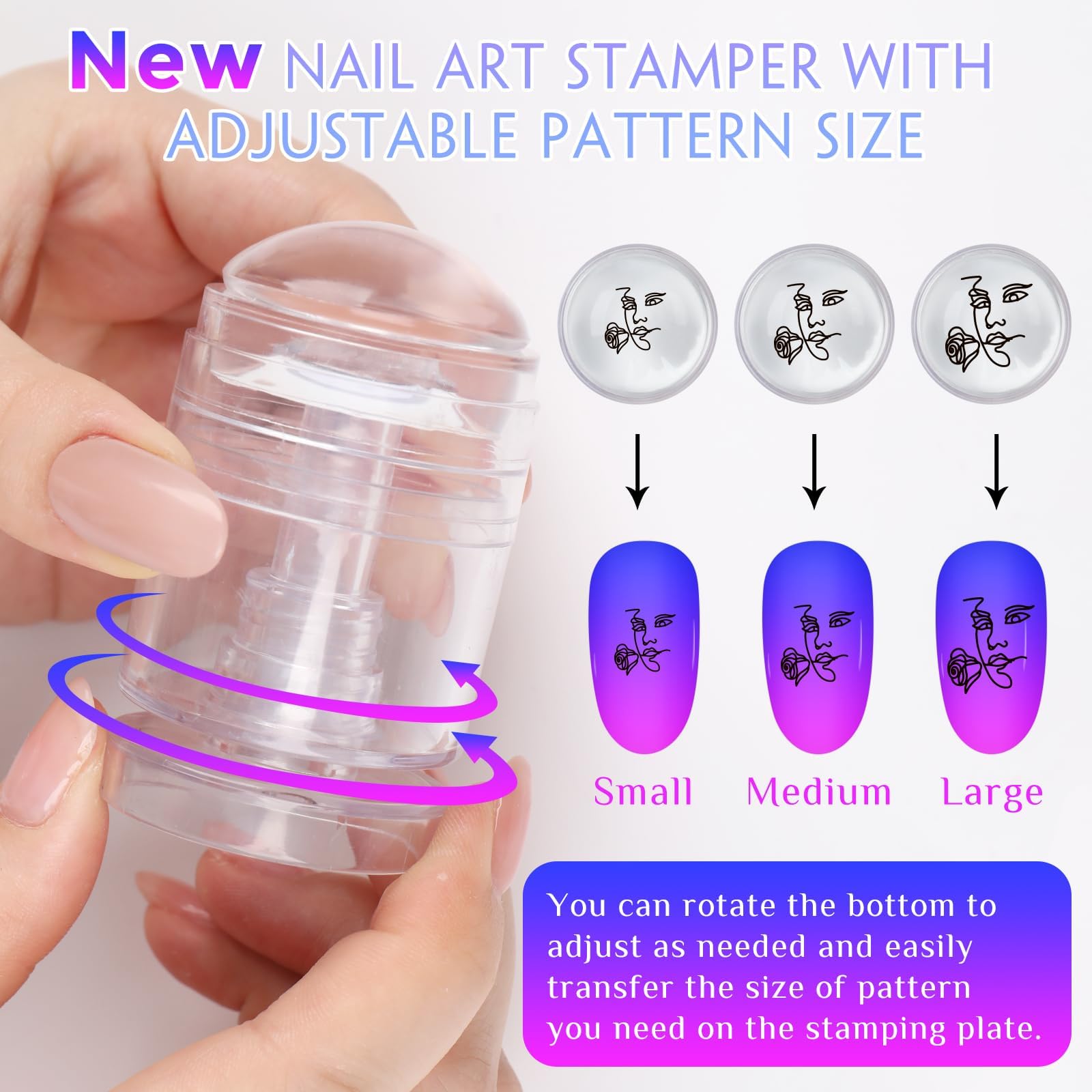 15-in-1 French Tip Nail Stamp Kit with Stamping Plate, Nail Art Stamper, Scraper & UV Lamp | DIY French Manicure & Nail Art Design for Home Salon & Professional Use