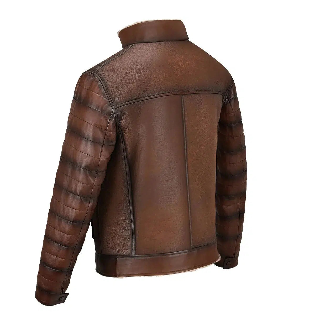 Men's Cuadra Brown Casual Fashion Sheepskin Leather Shearling Jacket - Warm Winter Coat for Outdoor Activities & Stylish Everyday Wear