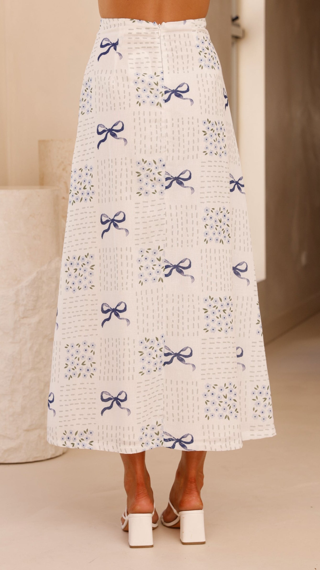 Lucy Maxi Skirt with Sweet Bow - Elegant Blue Flowy Long Skirt for Women | Perfect for Summer Outfits, Beach Vacations & Boho Fashion