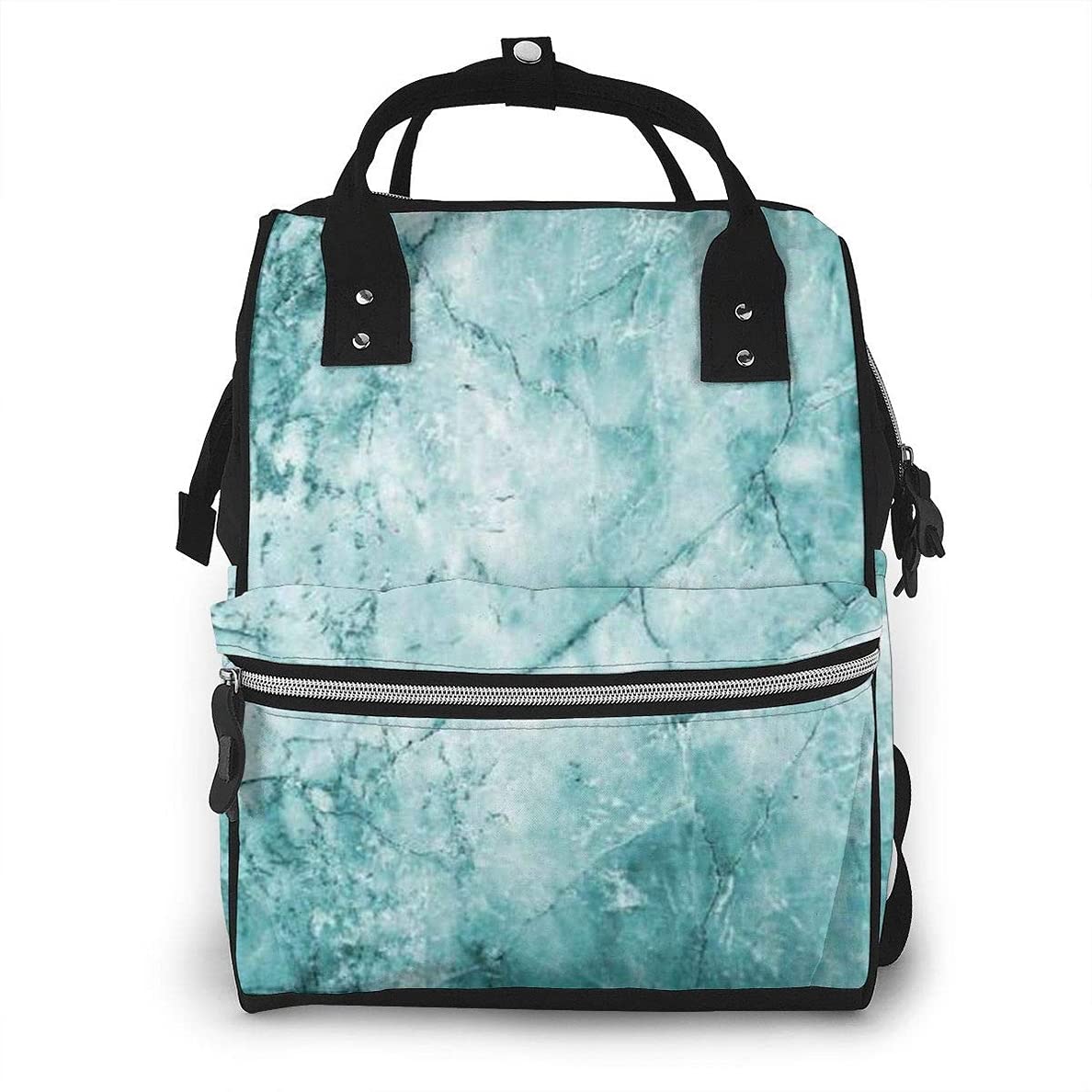 Waterproof Mint Marble Diaper Backpack - Stylish Travel Baby Bag with Multiple Pockets & Organizer for Moms | Perfect for Daycare, Outings & Family Trips