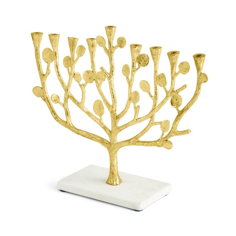 Botanical Leaf Menorah - Elegant Hanukkah Candle Holder for Jewish Holiday Decor & Home Celebration