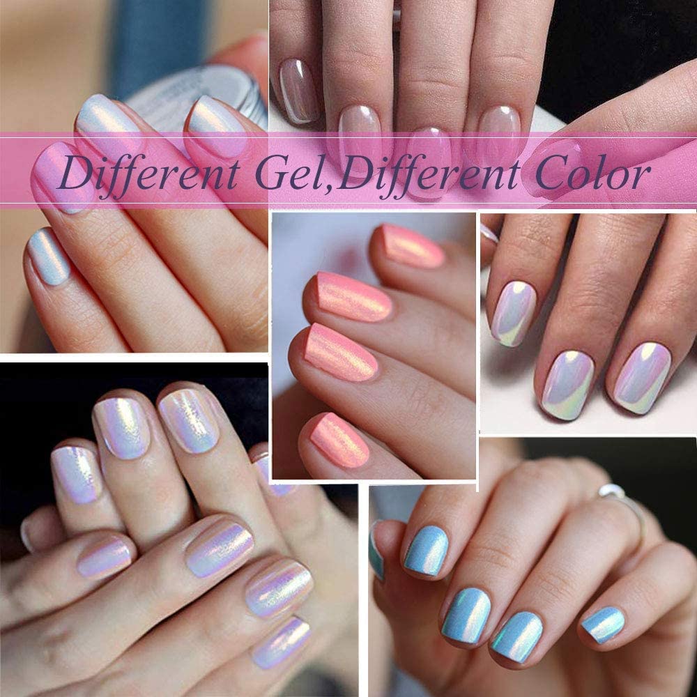 D.B.Z. Chrome Nail Powder Set - 7 Colors Pearl Holographic Mirror Effect Nail Art Pigment with Iridescent Shell Glitter for Professional Manicure | Perfect for Salon, Home DIY & Special Occasion Nail Designs