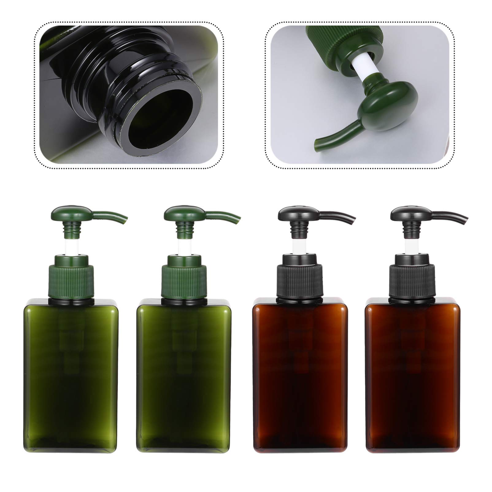 **4Pcs Clear Square Travel Lotion Bottles with Pump Dispenser - Empty Refillable Containers for Shampoo, Body Wash & Hand Soap | Perfect for Toiletries, Gym Bag & Airplane Carry-On**
