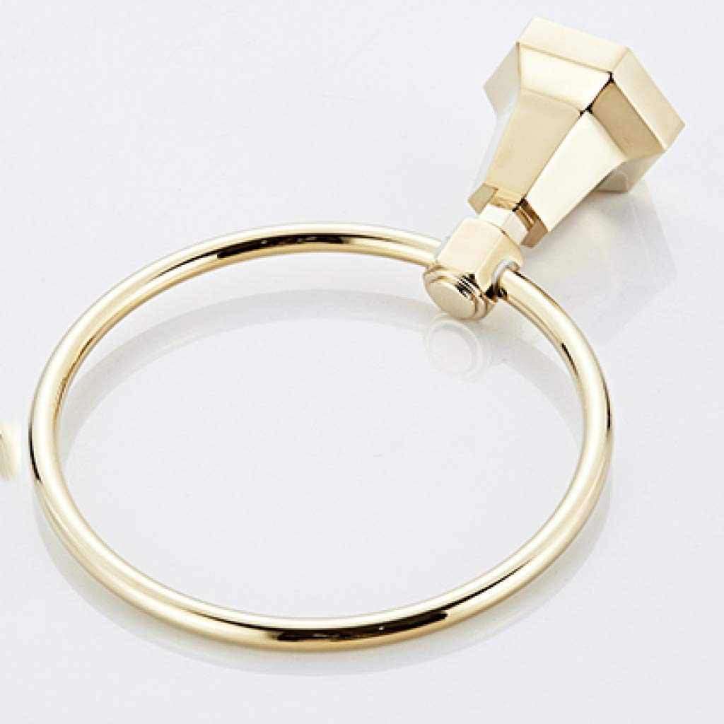 Solid Brass Gold Wall Mounted Towel Ring Holder - Bathroom Towel Rack & Hanger for Home Decor - Perfect for Modern Bathrooms, Powder Rooms & Spa-Style Decor